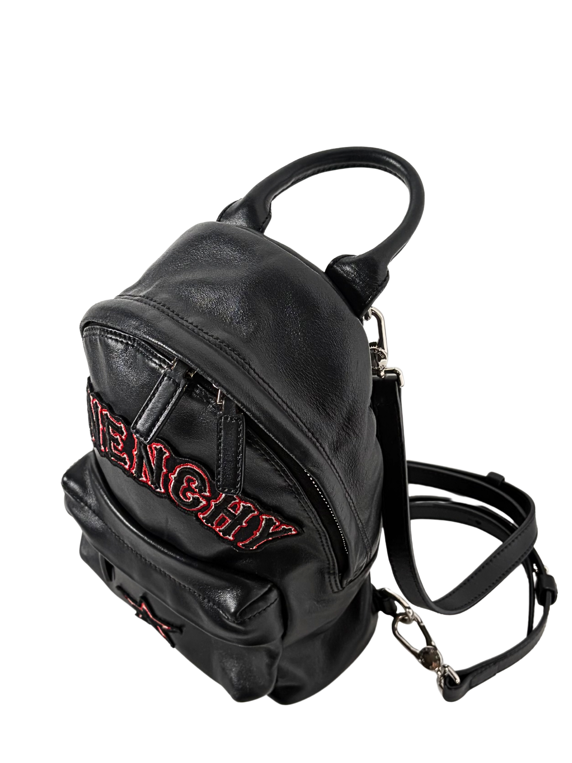GIVENCHY STAR-PATCH MINI BACKPACK BLACK LEATHER