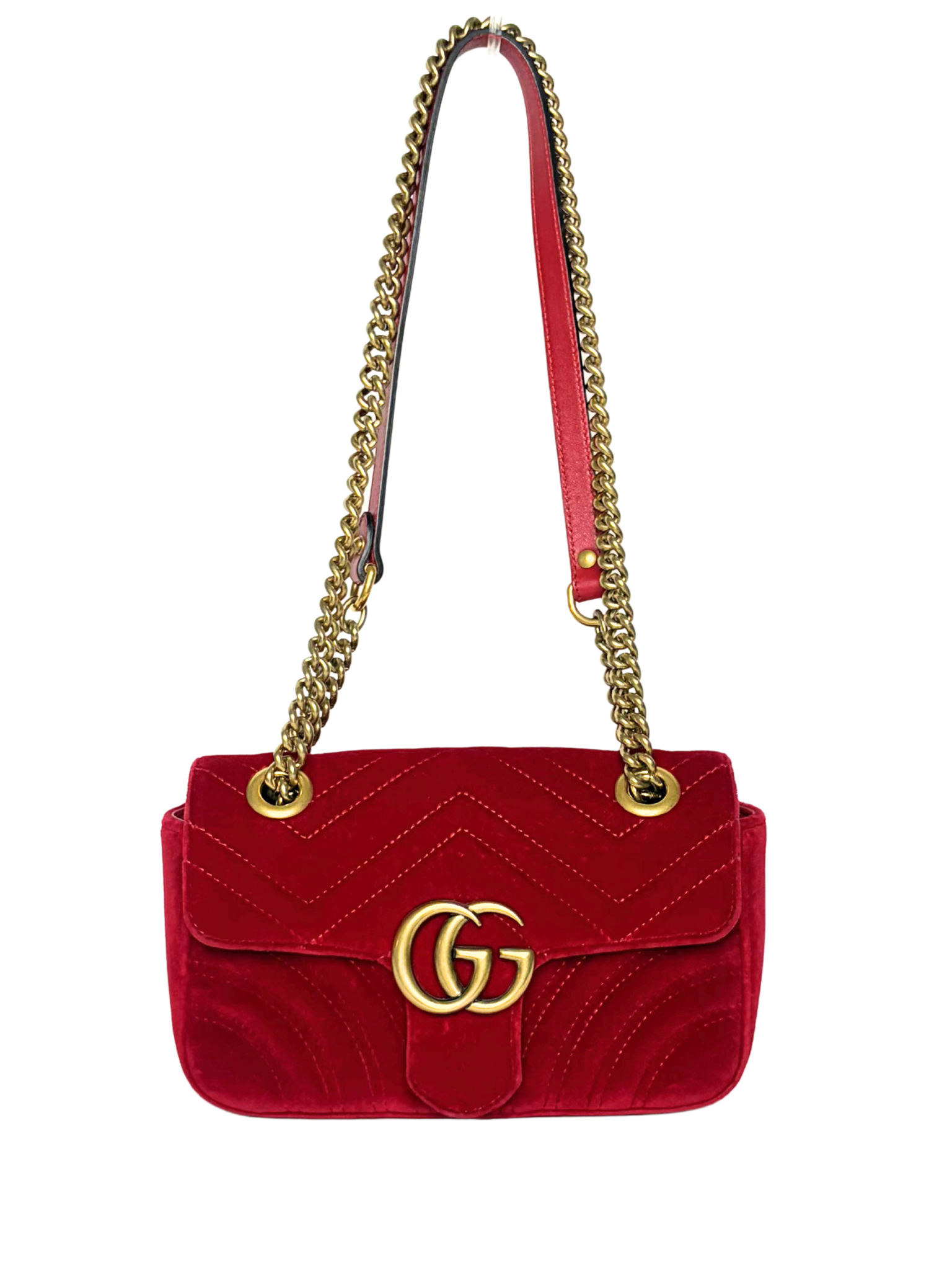 Gucci GG Marmont Red Mini Velvet Shoulder Bag
