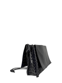 Bottega Veneta Intrecciato Crossbody Flap Bag Black