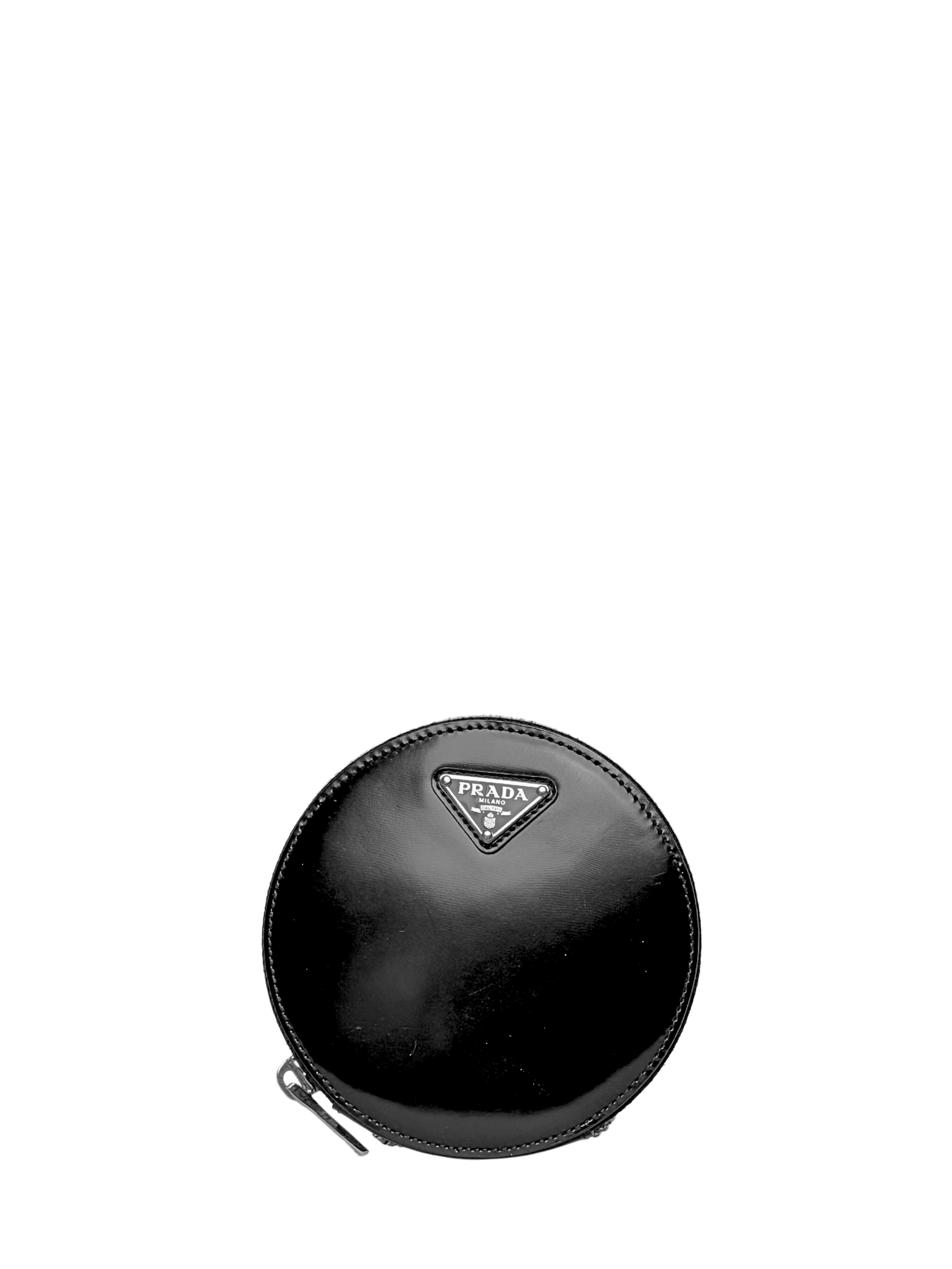 Prada Round Triangle Plaque Mini Coin Bag