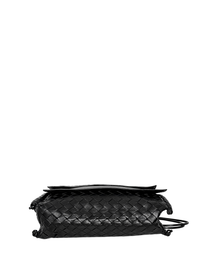 Bottega Veneta Intrecciato Crossbody Flap Bag Black