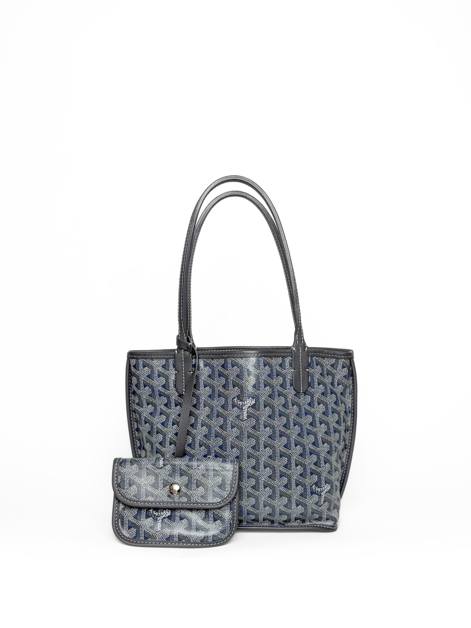 Goyard Anjou Mini Tote Grey Goyardine Canvas Leather