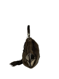 Vintage Gucci Mink and Ostrich Indy Hobo Bag with Bamboo Tassels