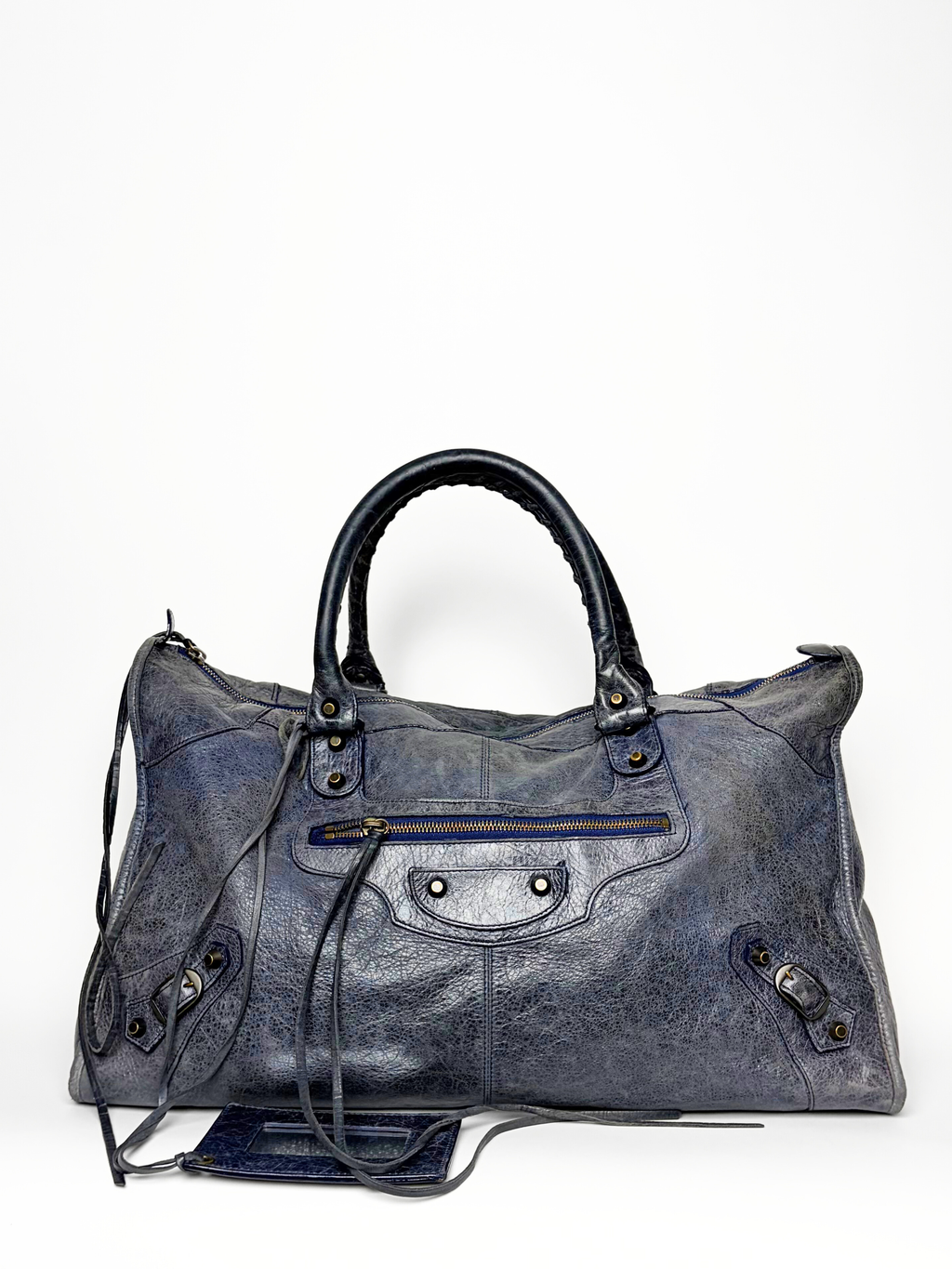 Balenciaga Classic Work Bag Grey/Navy Distressed Leather
