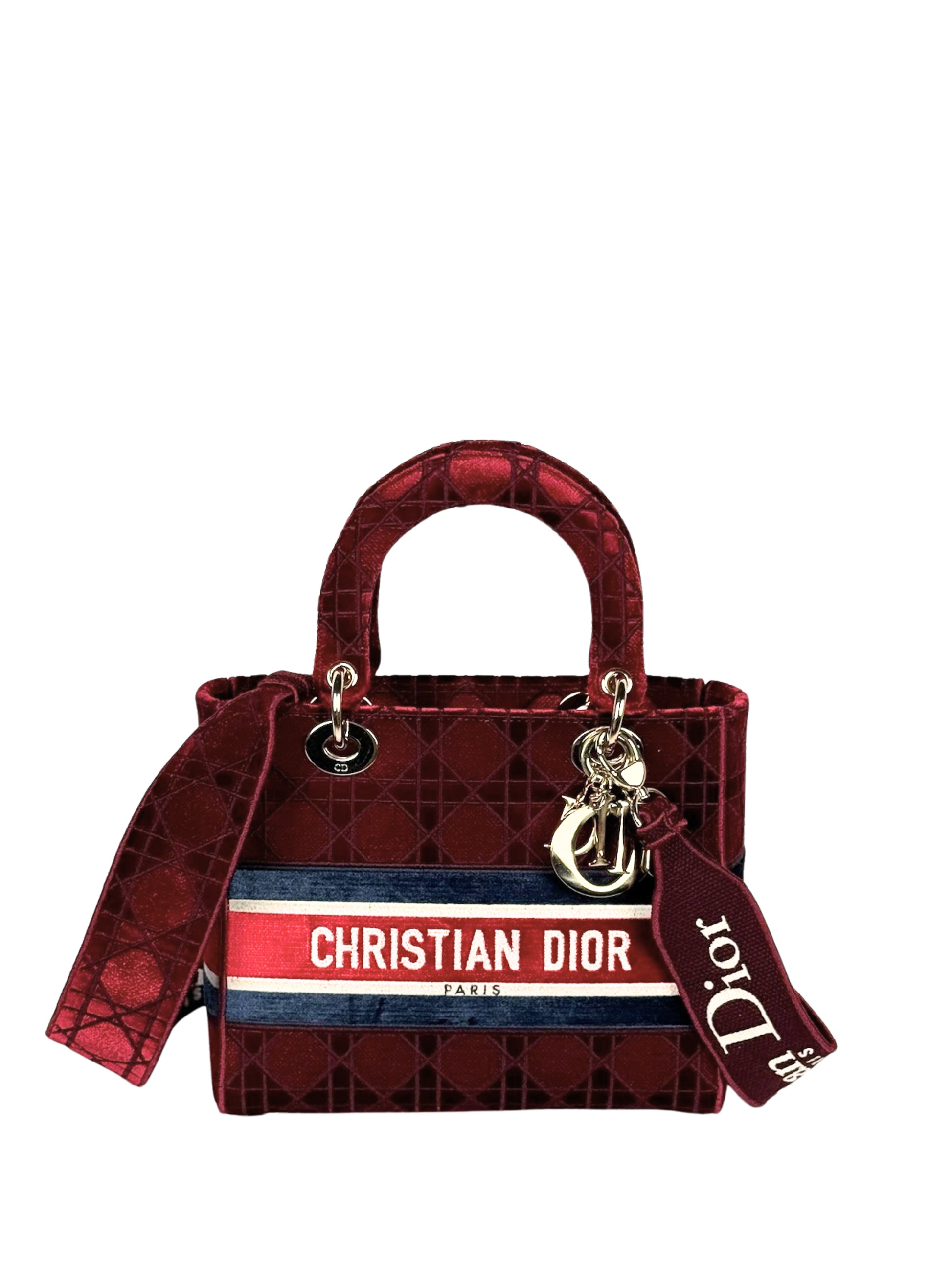 CHRISTIAN DIOR LADY D-LITE BURGUNDY VELVET LIMITED EDITION