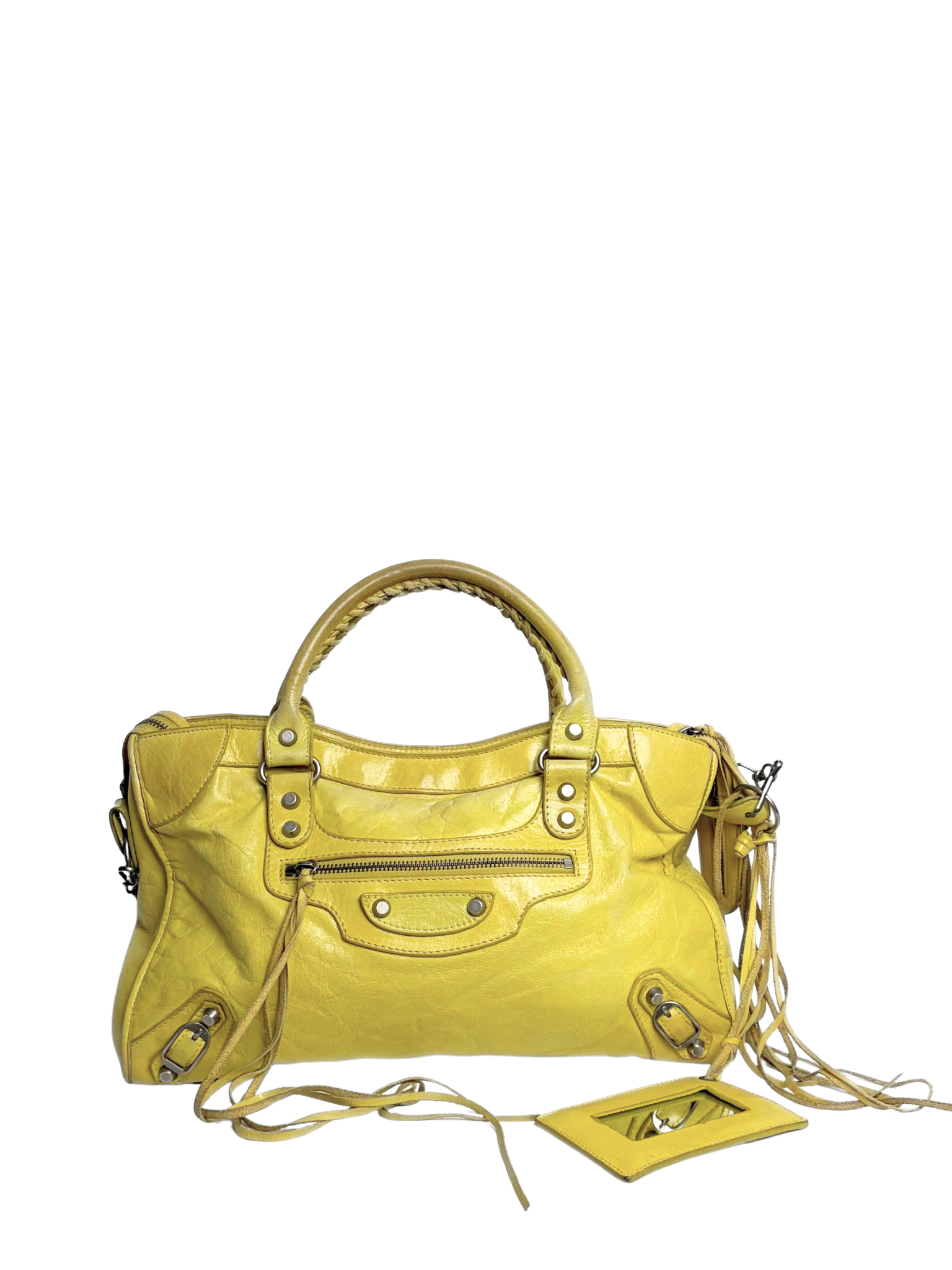 Vintage Balenciaga City Bag in Yellow Leather