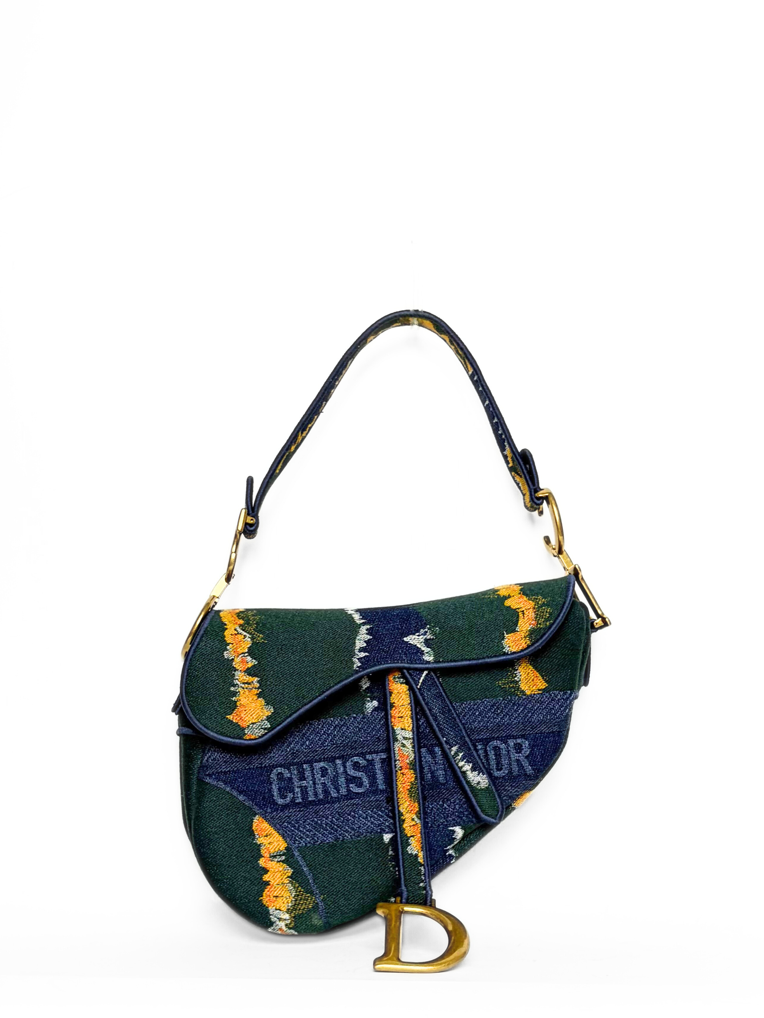 Christian Dior Medium Embroidered Canvas Saddle Bag