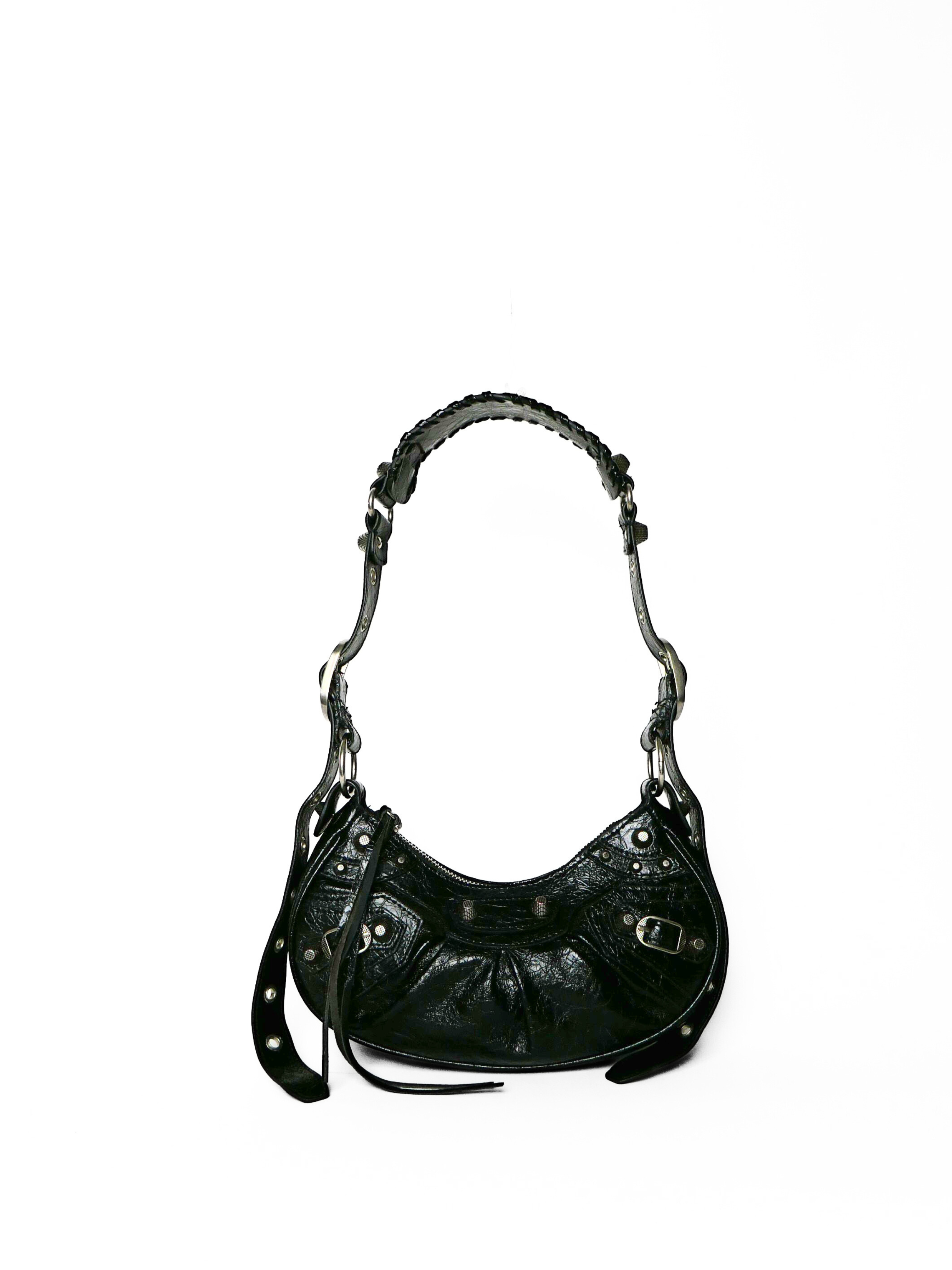 Balenciaga Le Cagole XS Studded Shoulder Bag in Black Leather