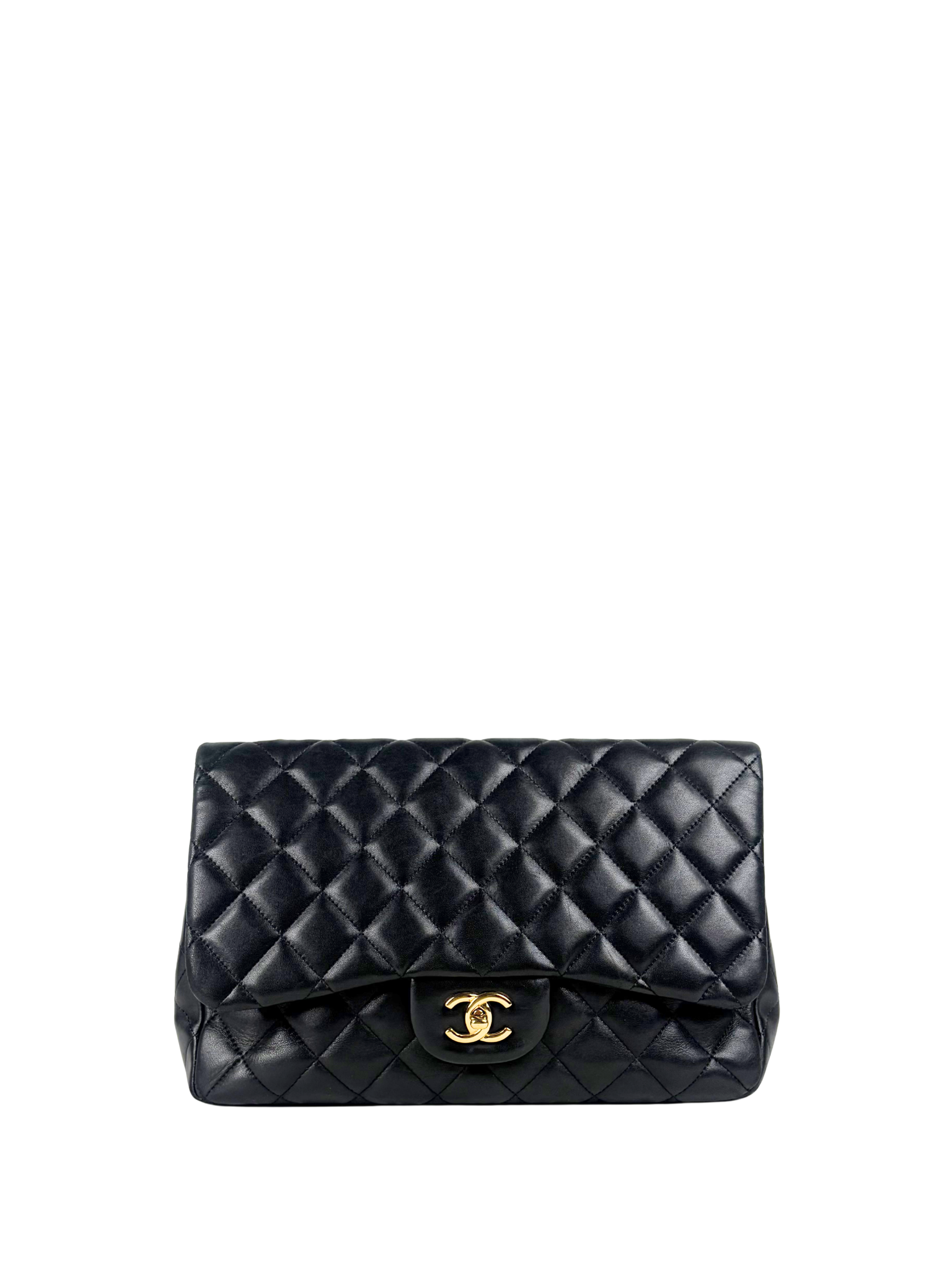 Chanel Jumbo Classic Flap Bag in Black Lambskin Leather