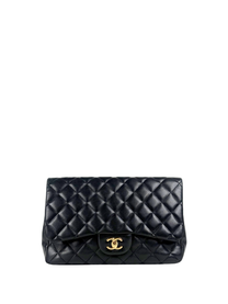 Chanel Jumbo Classic Flap Bag in Black Lambskin Leather