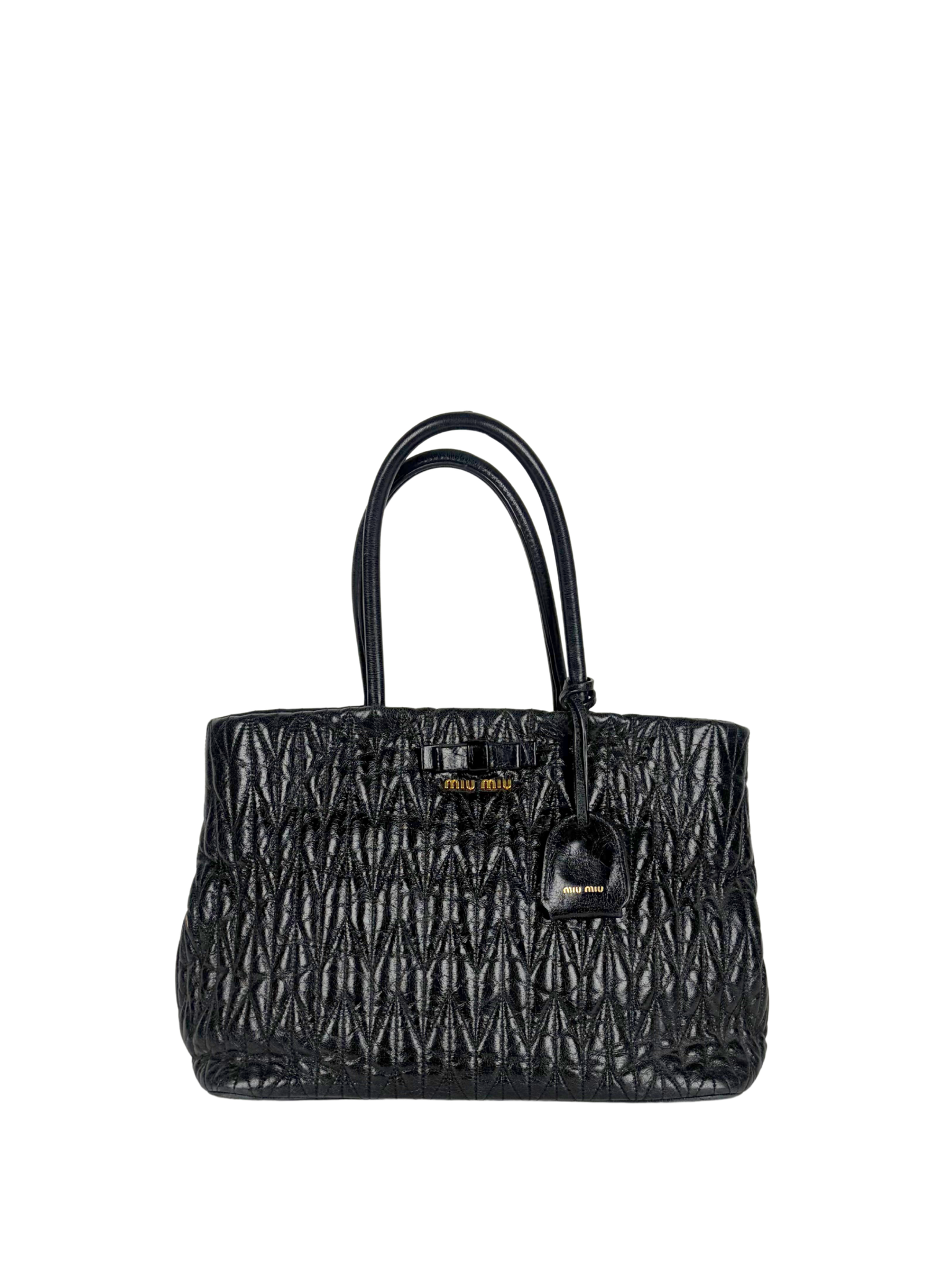 Miu Miu Black Matelassé Leather Tote