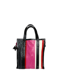 Balenciaga Bazar Mini Shopper Bag Multicolor Striped Crinkled Leather