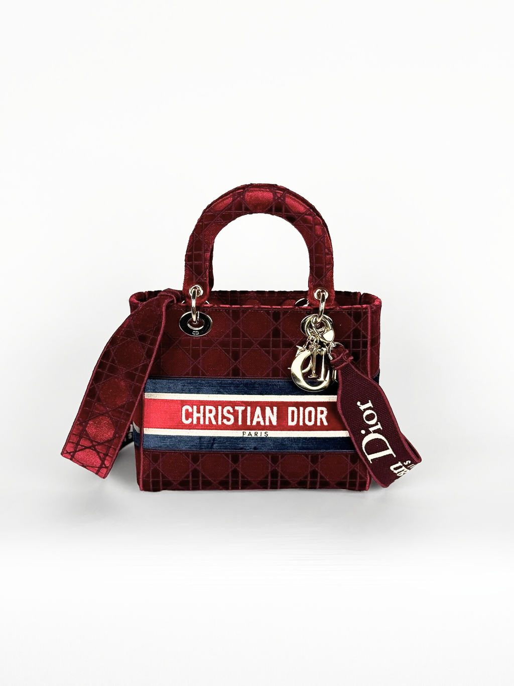CHRISTIAN DIOR LADY D-LITE BURGUNDY VELVET LIMITED