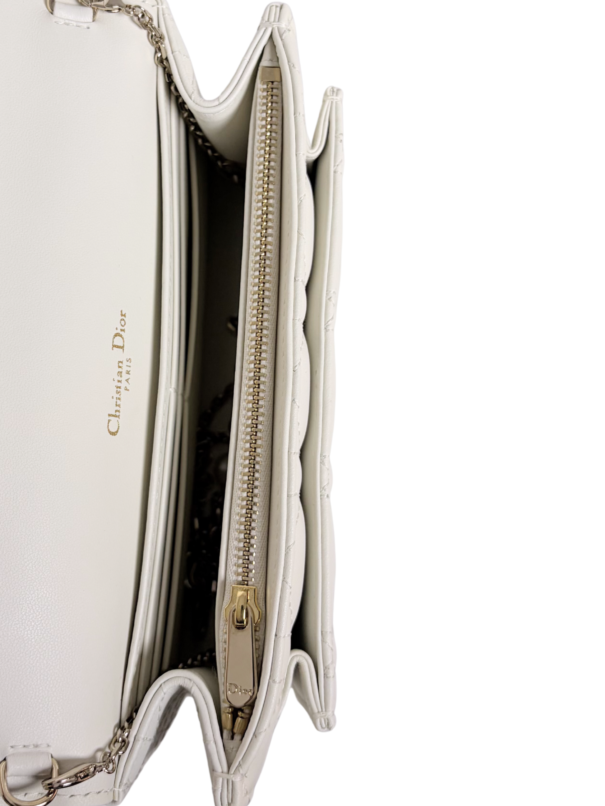 Dior My Dior Daily Pouch with Chain White Cannage Lambskin