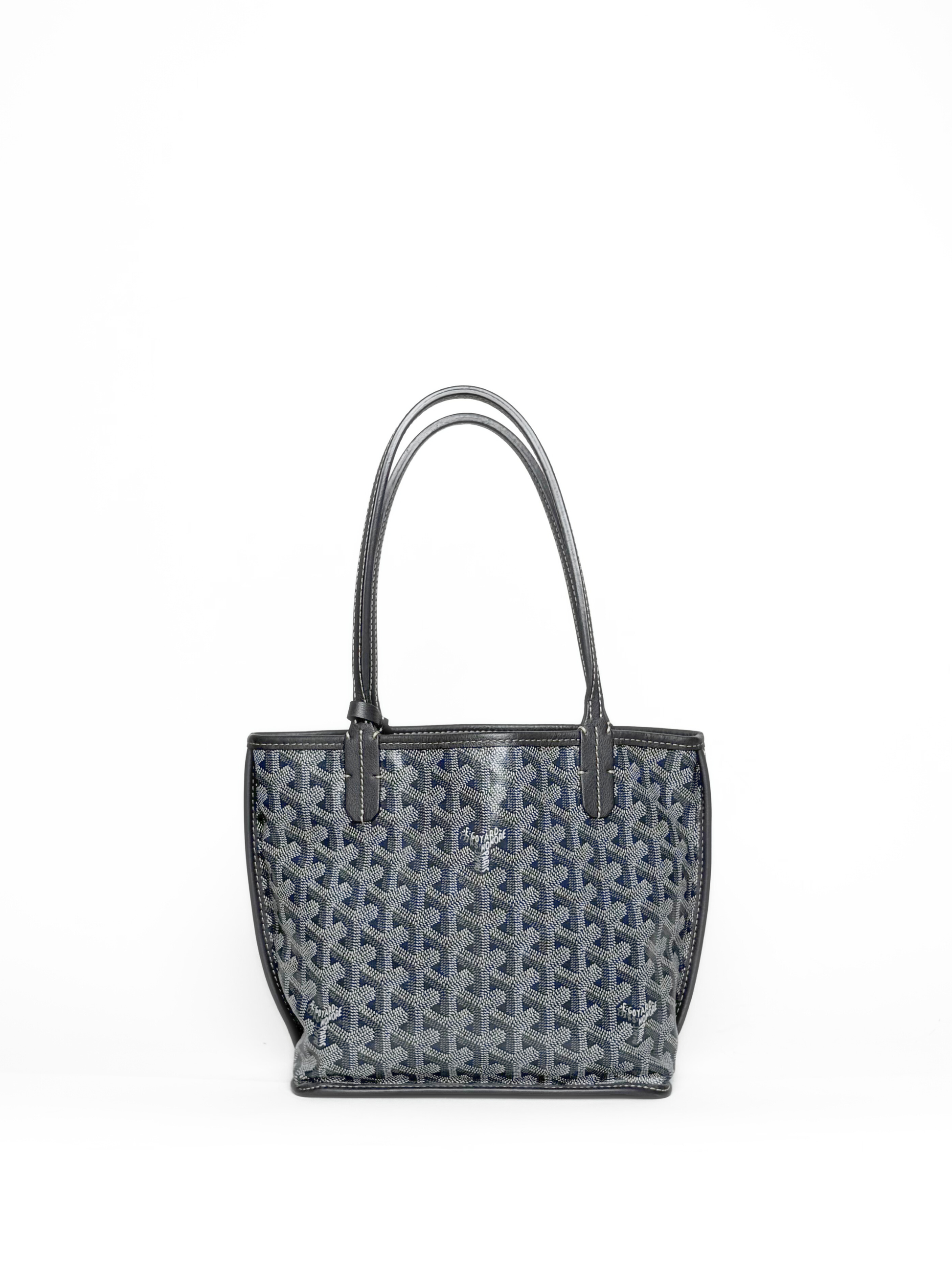 Goyard Anjou Mini Tote Grey Goyardine Canvas Leather