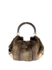 Vintage Gucci Mink and Ostrich Indy Hobo Bag with Bamboo Tassels