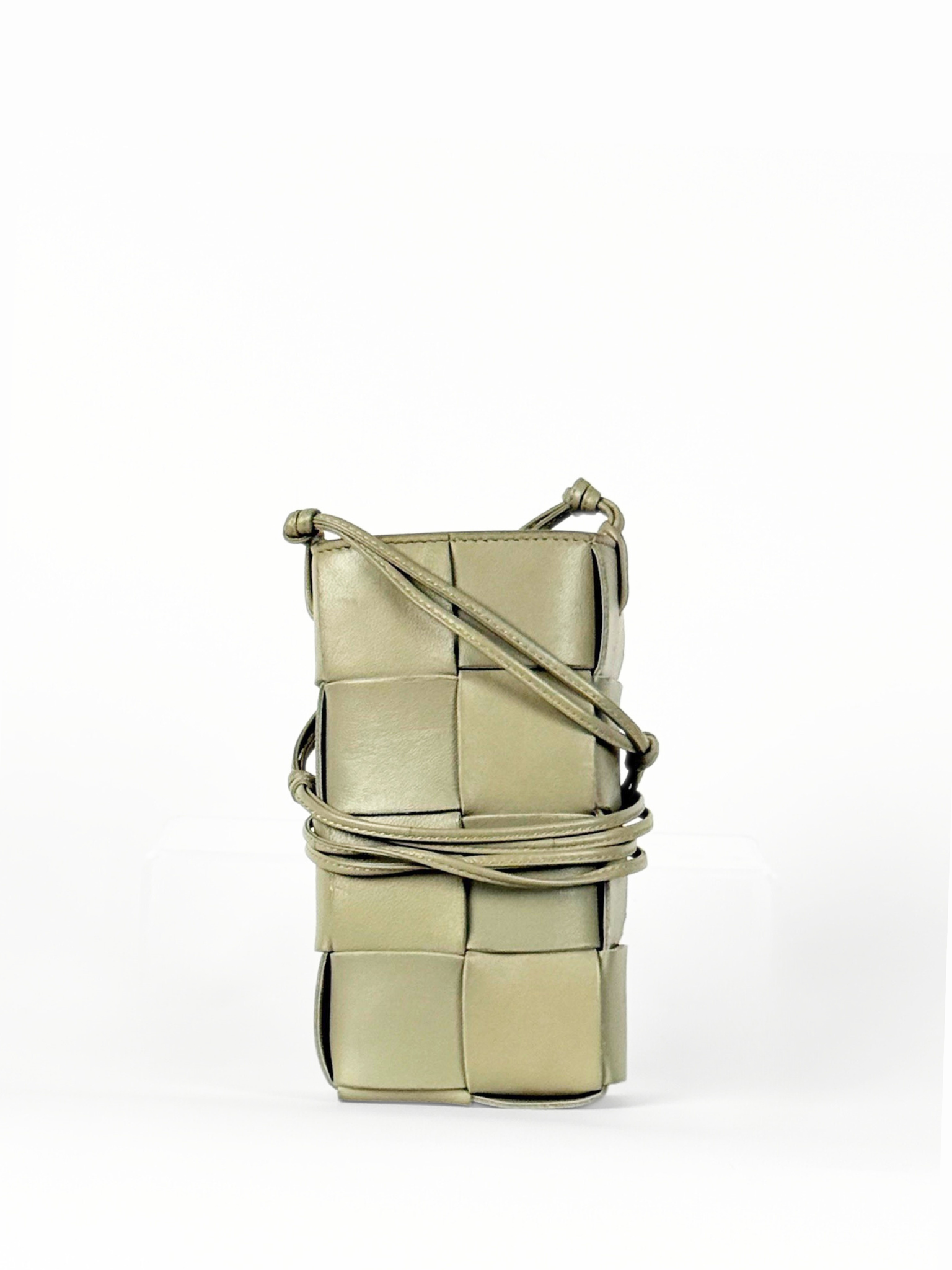 Bottega Veneta Cassette Intrecciato Sage Phone Pouch Mini Crossbody