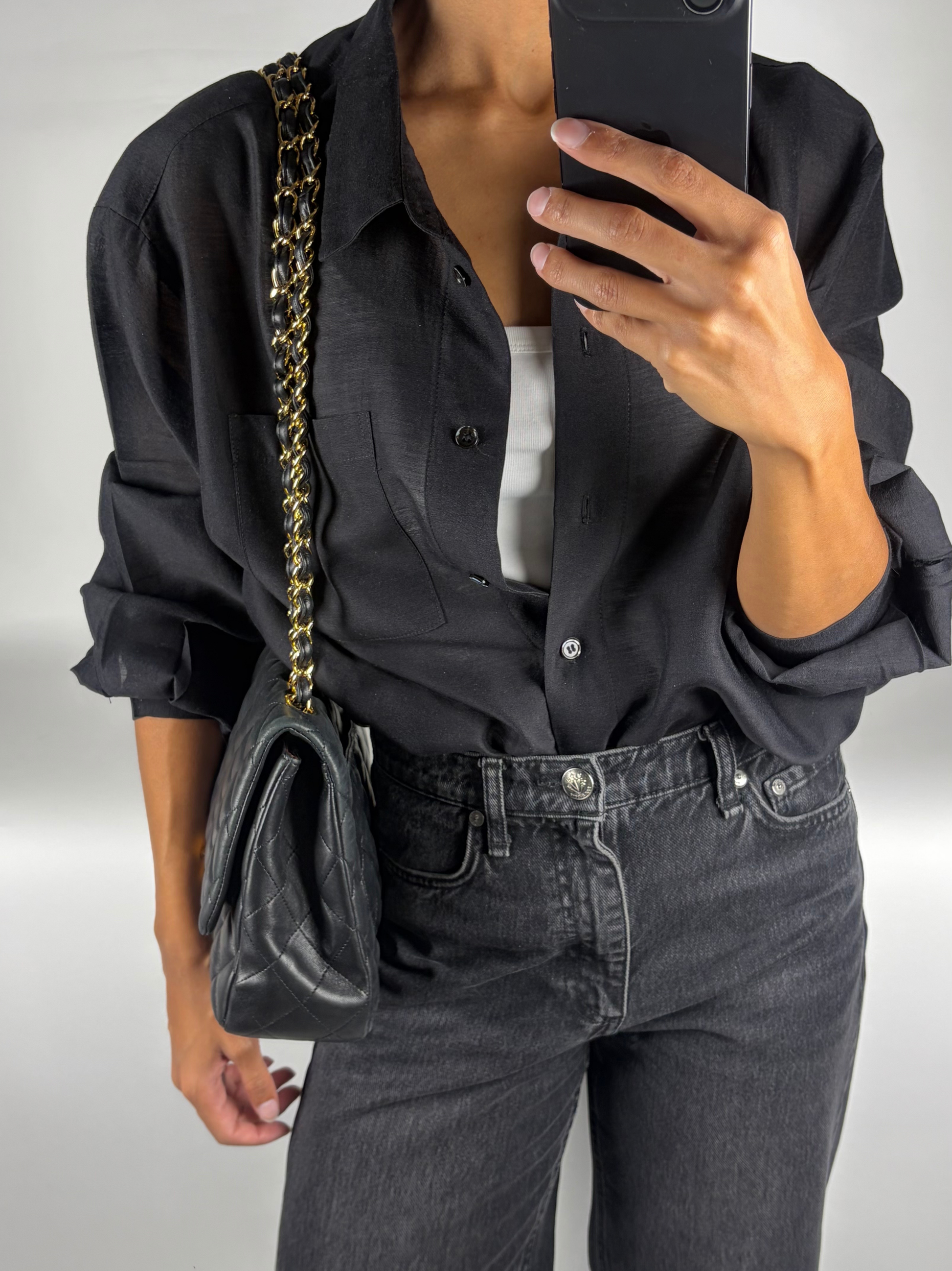 Chanel Jumbo Classic Flap Bag in Black Lambskin Leather