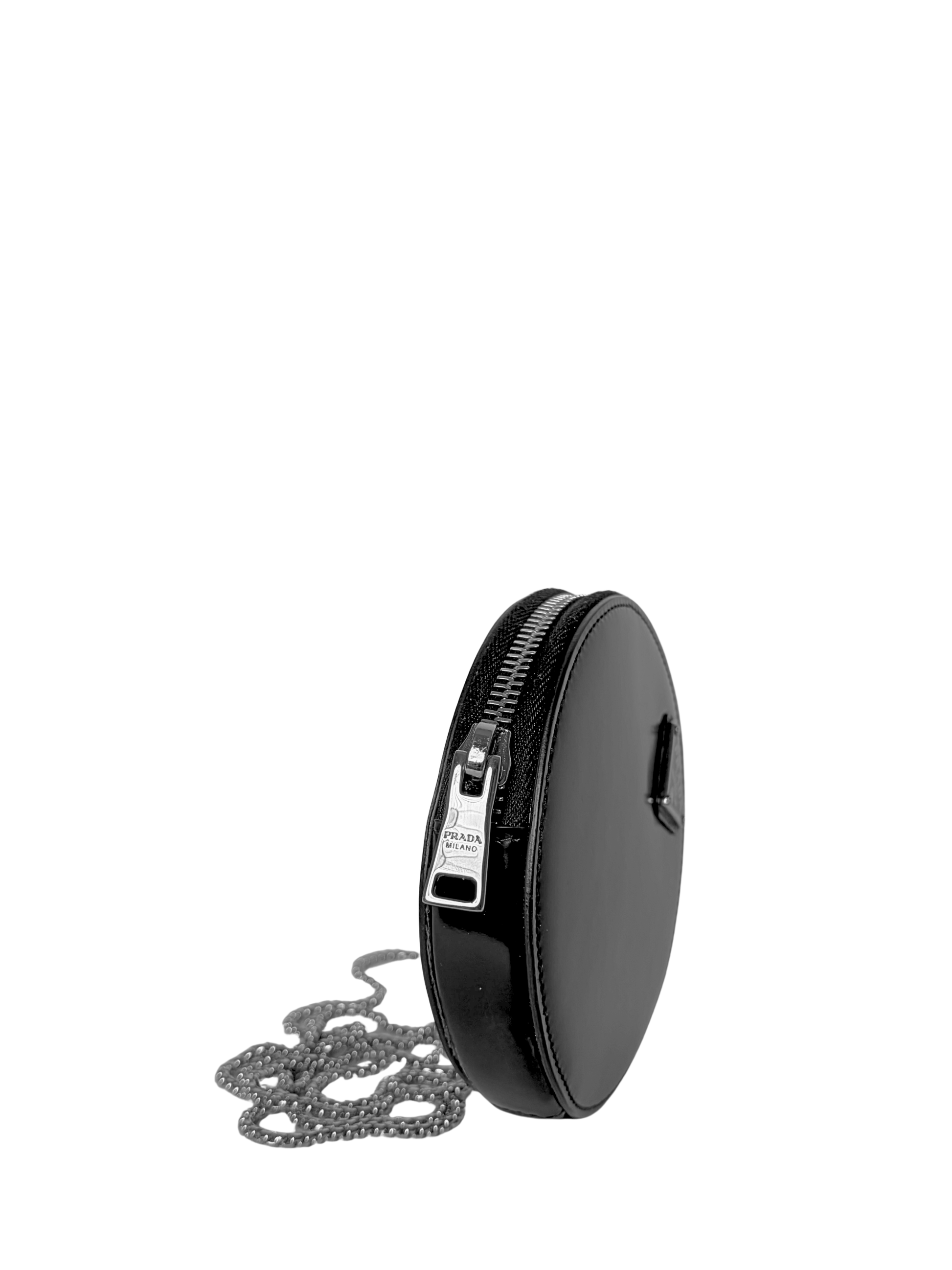 Prada Round Triangle Plaque Mini Coin Bag