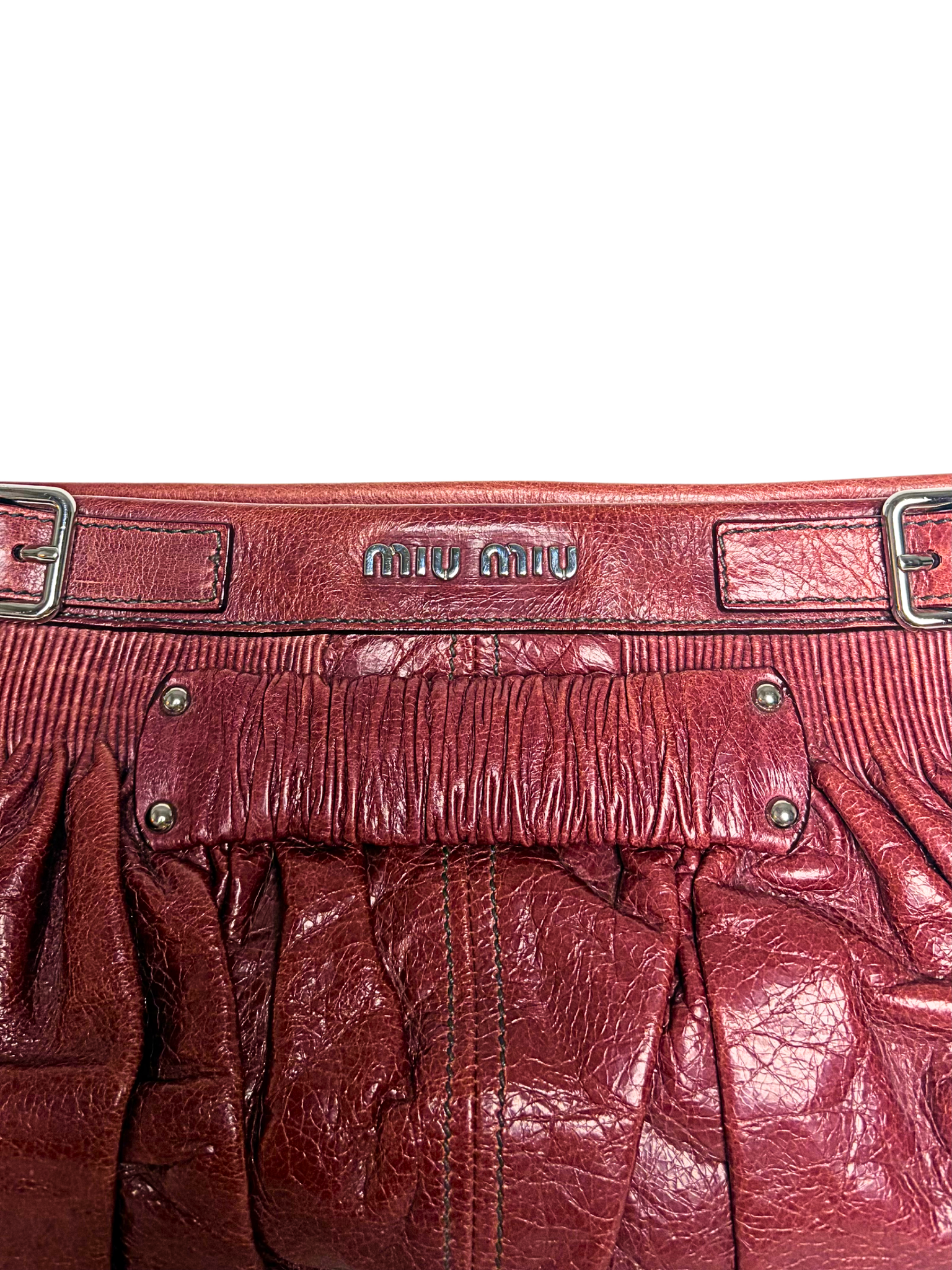 Miu Miu Ruched Matelassé Buckle Clutch