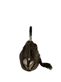 Vintage Gucci Mink and Ostrich Indy Hobo Bag with Bamboo Tassels