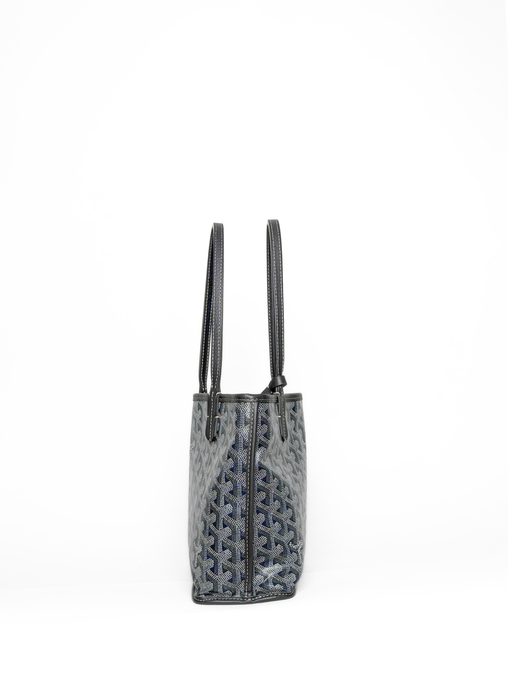 Goyard Anjou Mini Tote Grey Goyardine Canvas Leather