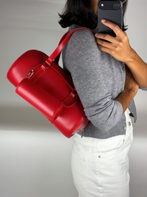 Vintage Louis Vuitton Red Epi Leather Soufflot Bag with Pochette