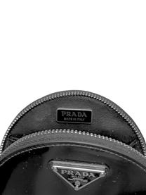 Prada Round Triangle Plaque Mini Coin Bag
