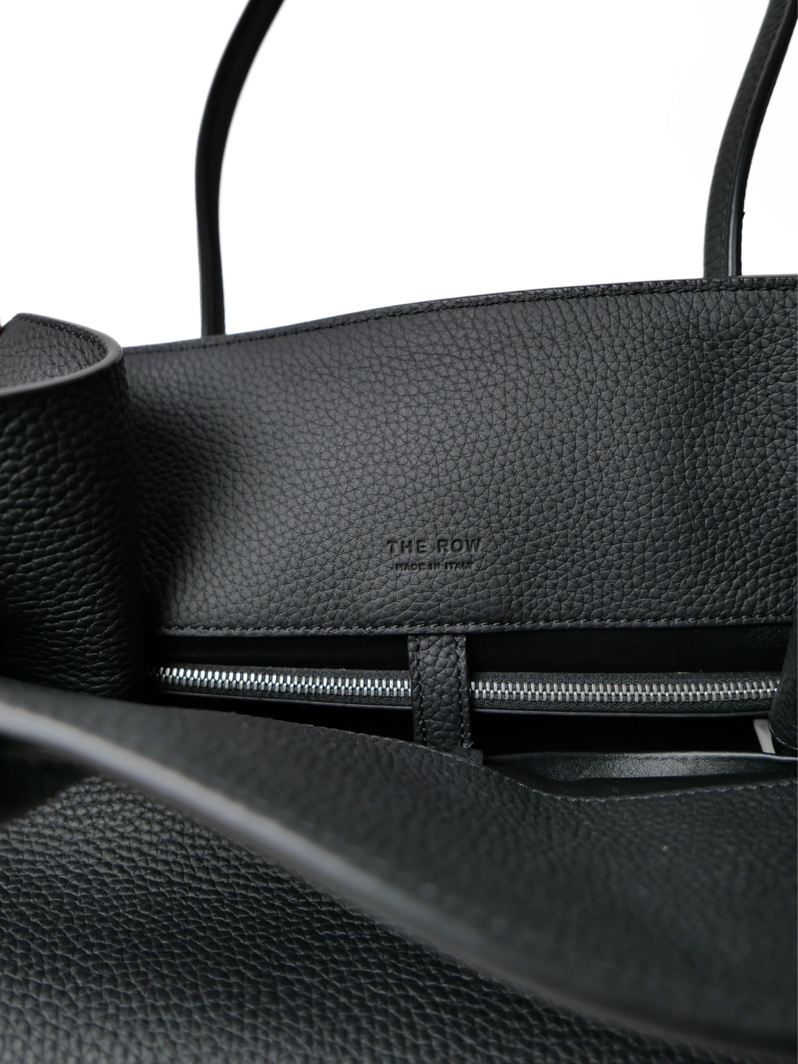The Row EW Margaux 12 Shoulder Bag in Black Grained Leather
