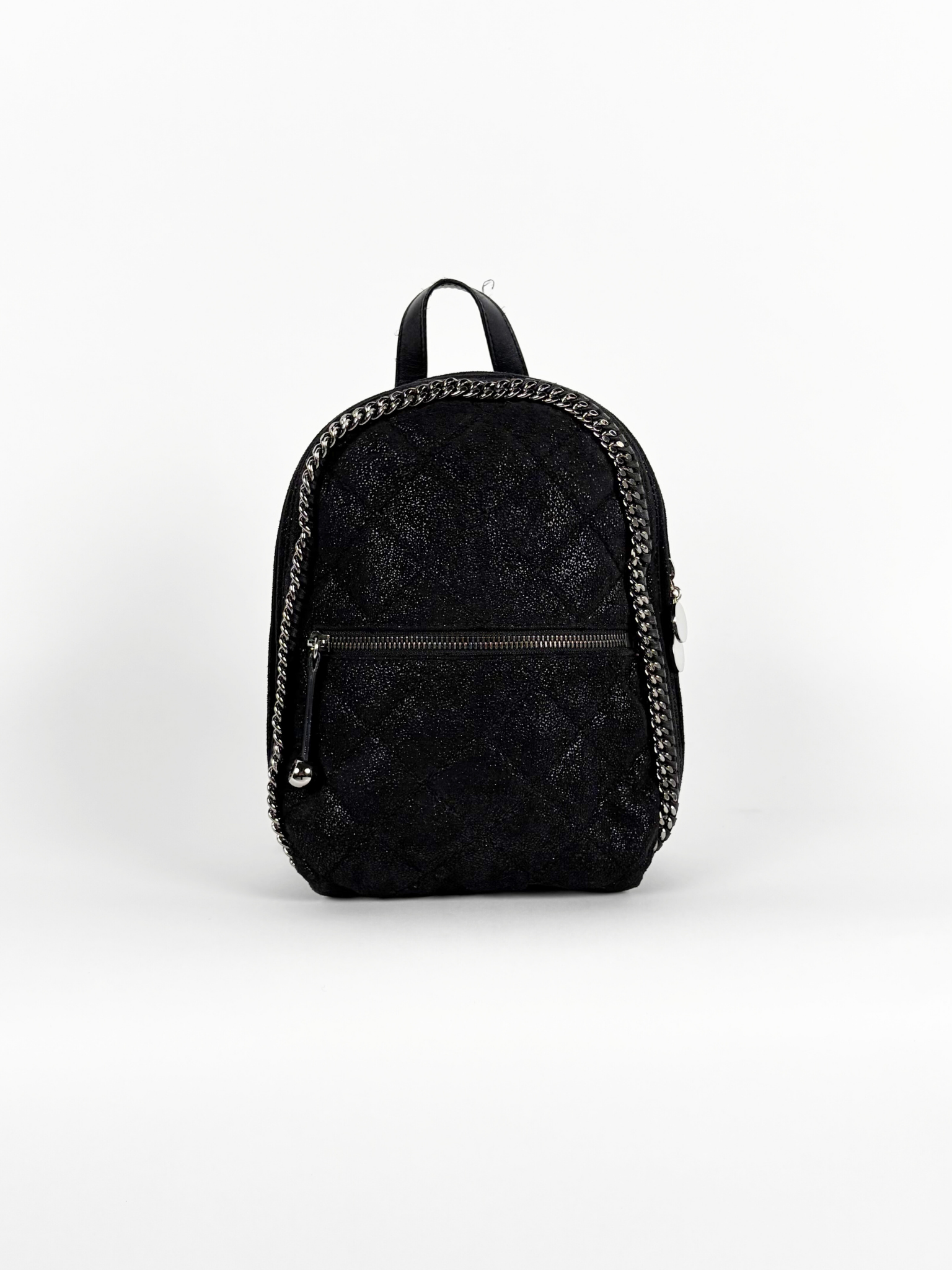 STELLA MCCARTNEY FALABELLA QUILTED MINI BACKPACK SHIMMERY BLACK