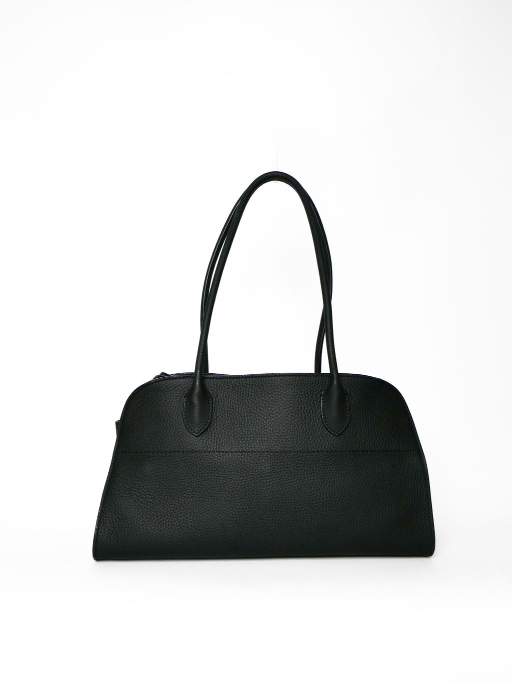 The Row EW Margaux 12 Shoulder Bag in Black Grained Leather