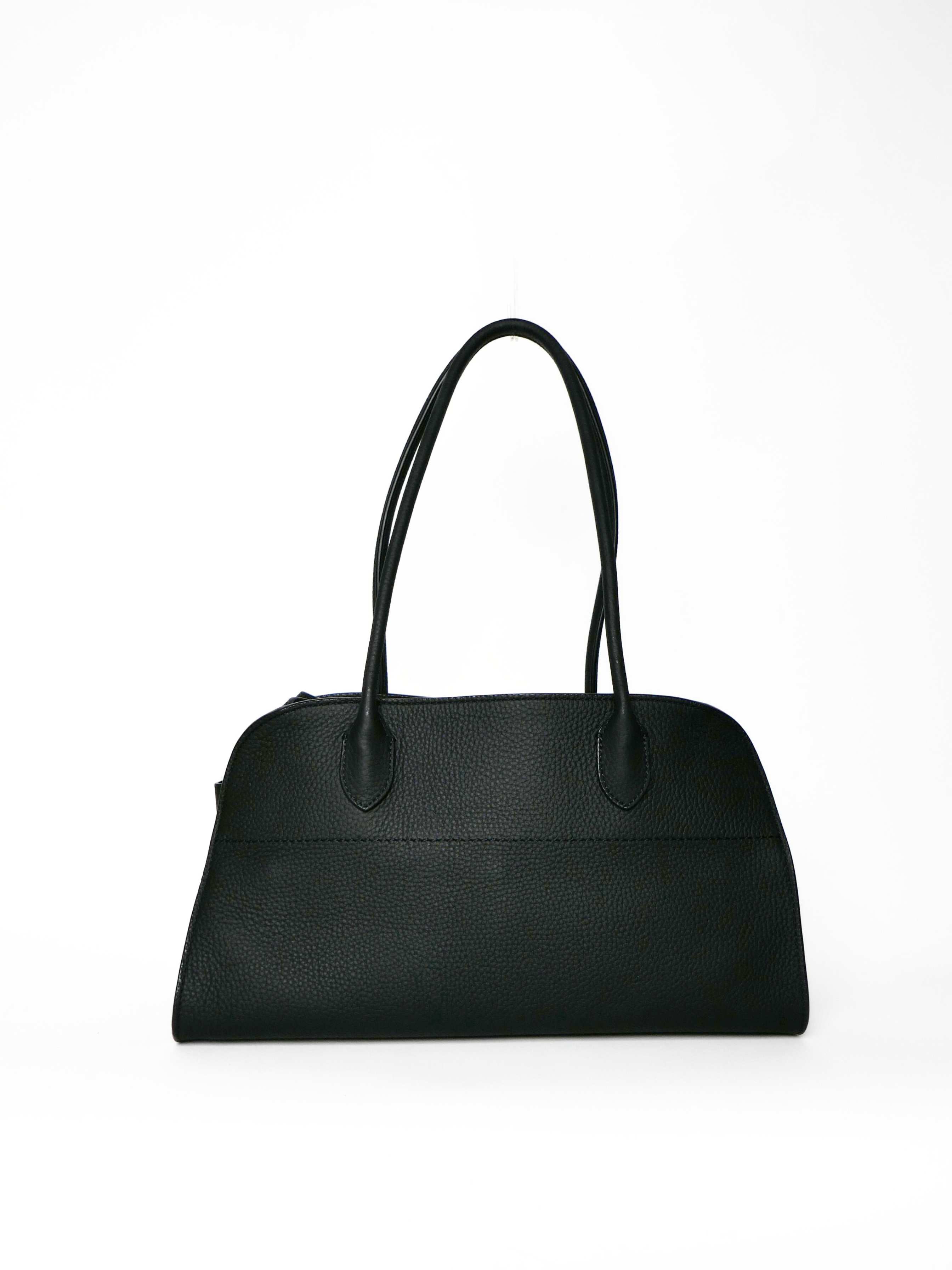 The Row EW Margaux 12 Shoulder Bag in Black Grained Leather