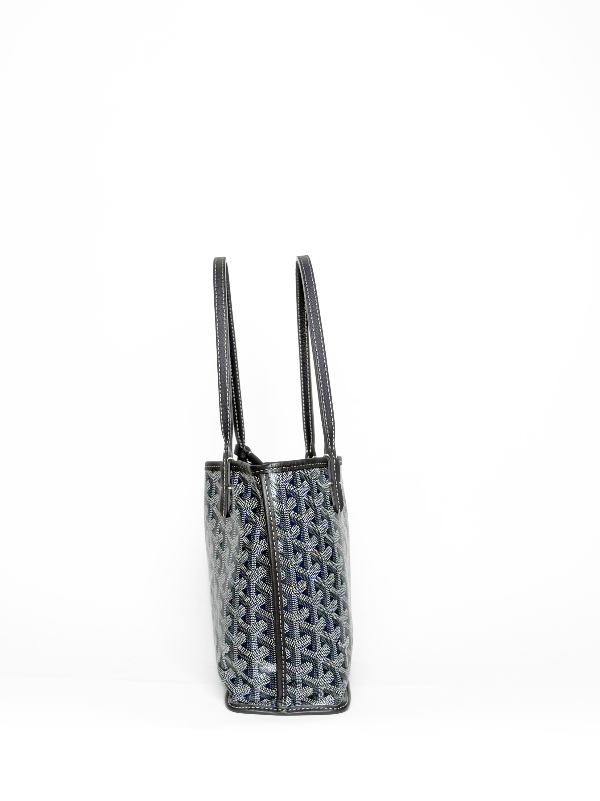 Goyard Anjou Mini Tote Grey Goyardine Canvas Leather