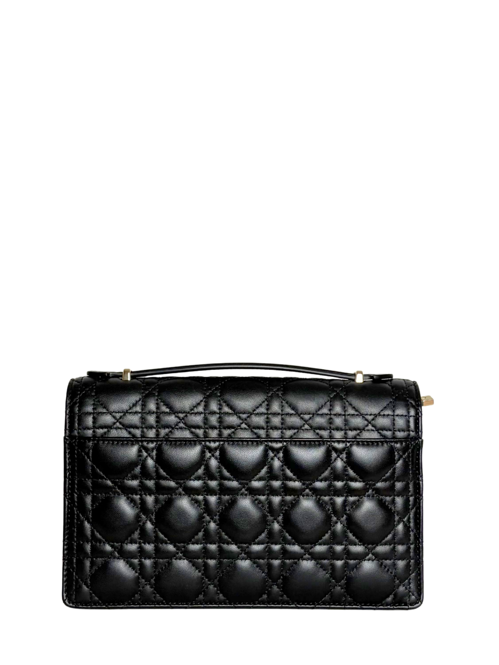 Dior My Dior Top Handle Bag Black Cannage Lambskin