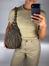 Fendi Tobacco Zucca Mia Hobo Bag