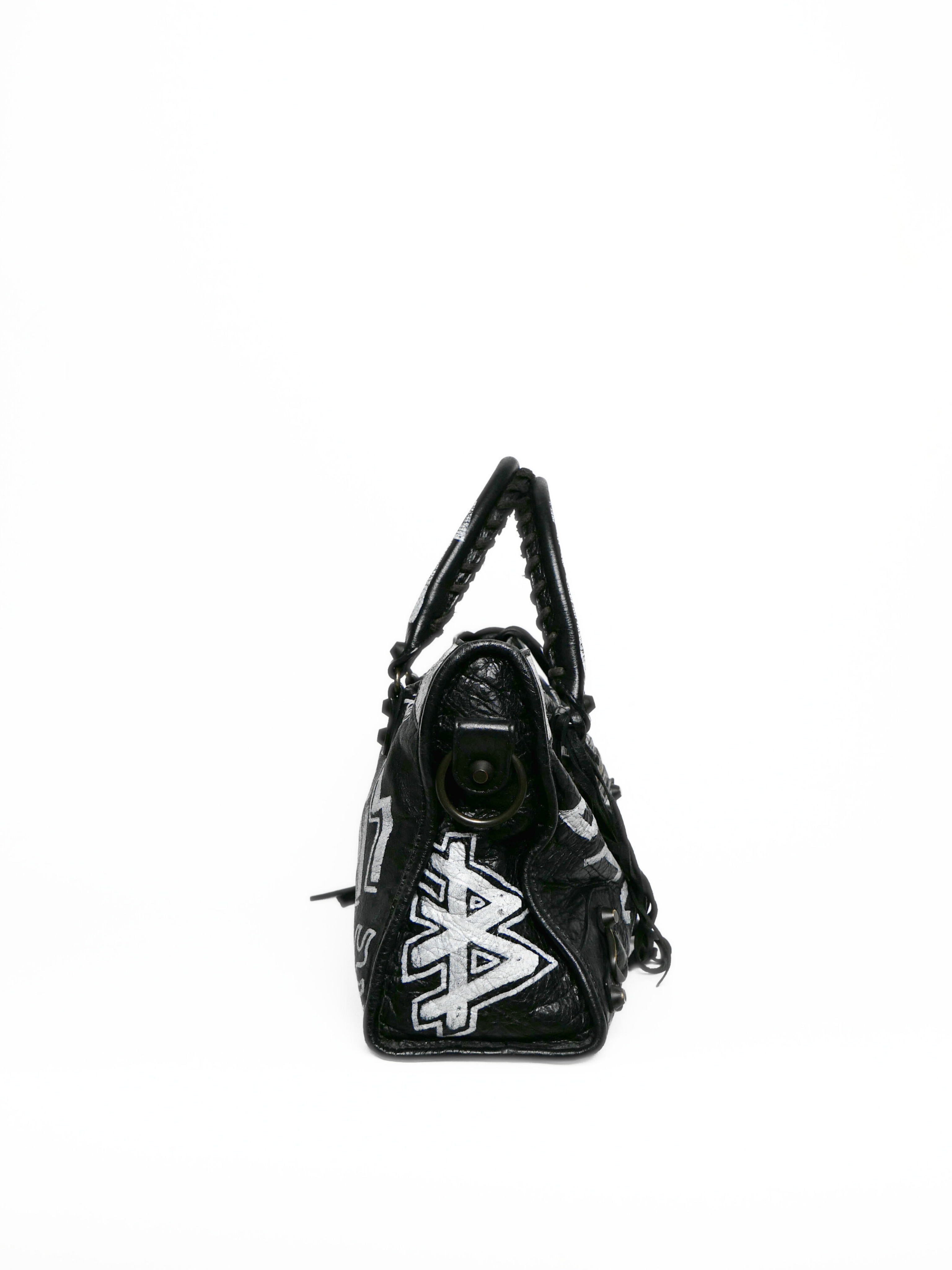 Balenciaga Black Graffiti Leather Small Classic City Bag