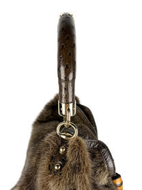 Vintage Gucci Mink and Ostrich Indy Hobo Bag with Bamboo Tassels
