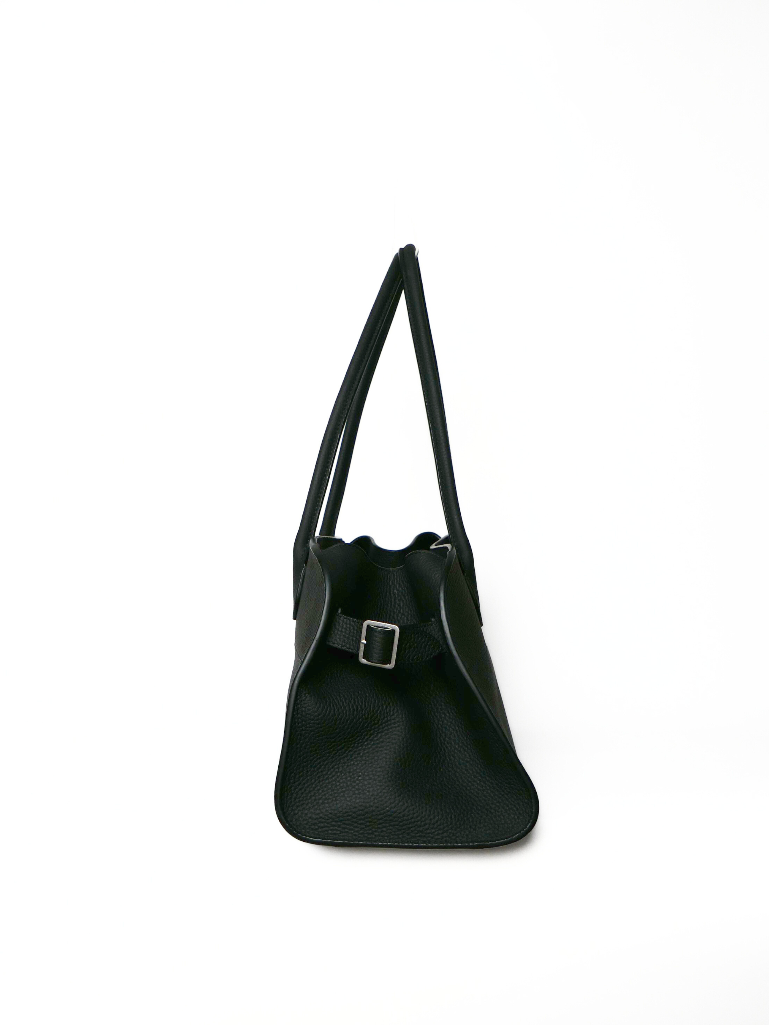 The Row EW Margaux 12 Shoulder Bag in Black Grained Leather