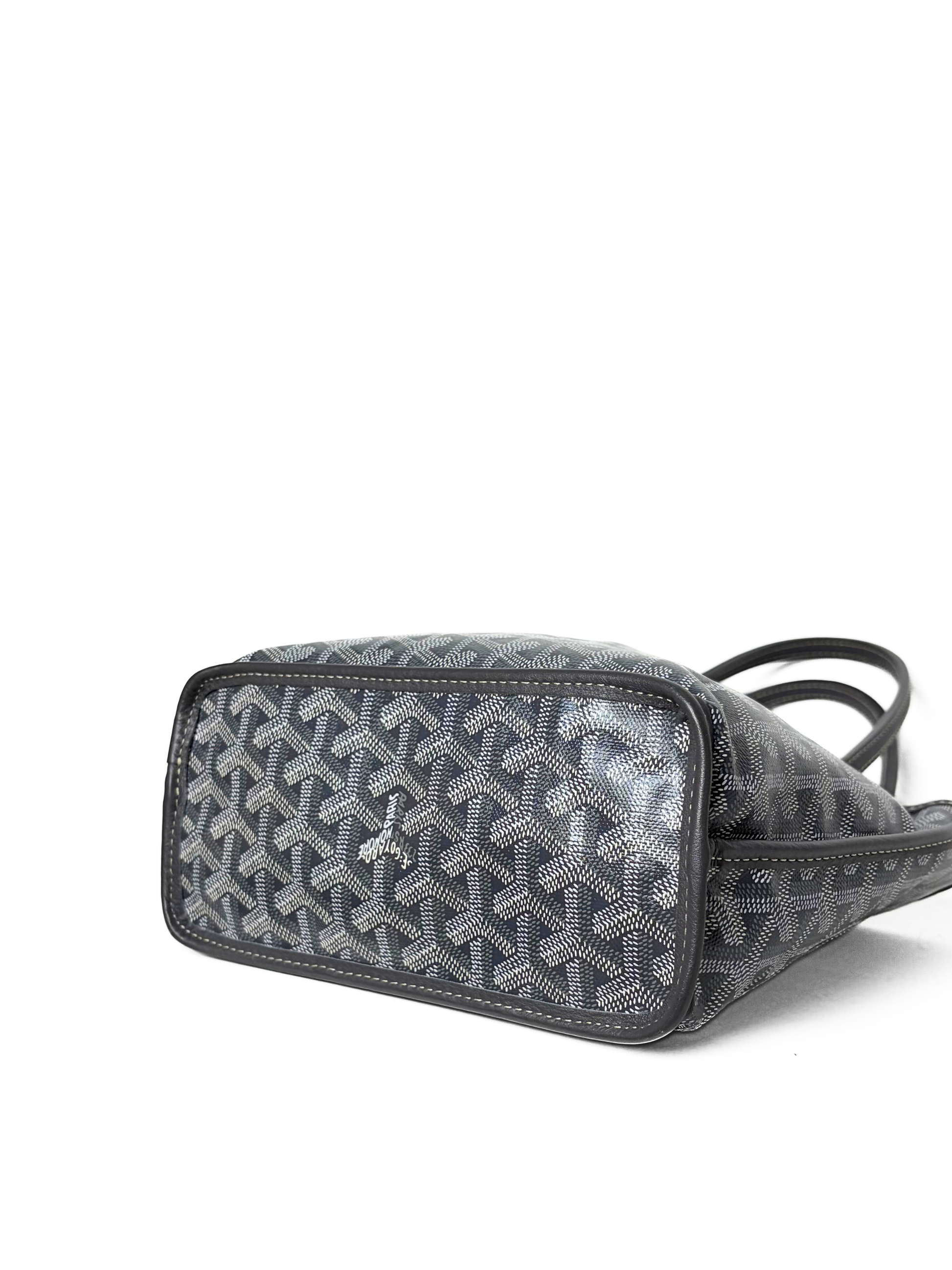 Goyard Anjou Mini Tote Grey Goyardine Canvas Leather