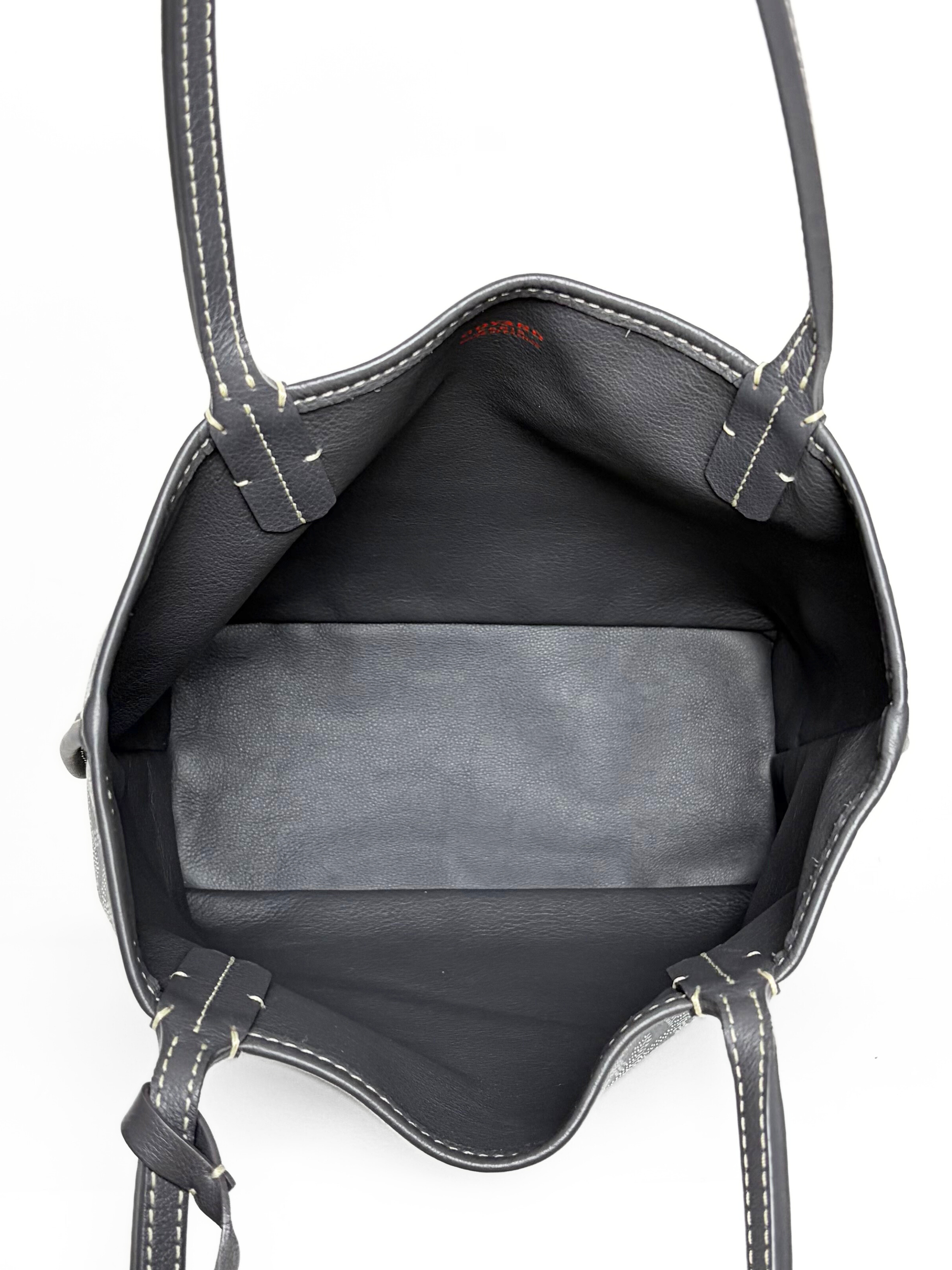 Goyard Anjou Mini Tote Grey Goyardine Canvas Leather