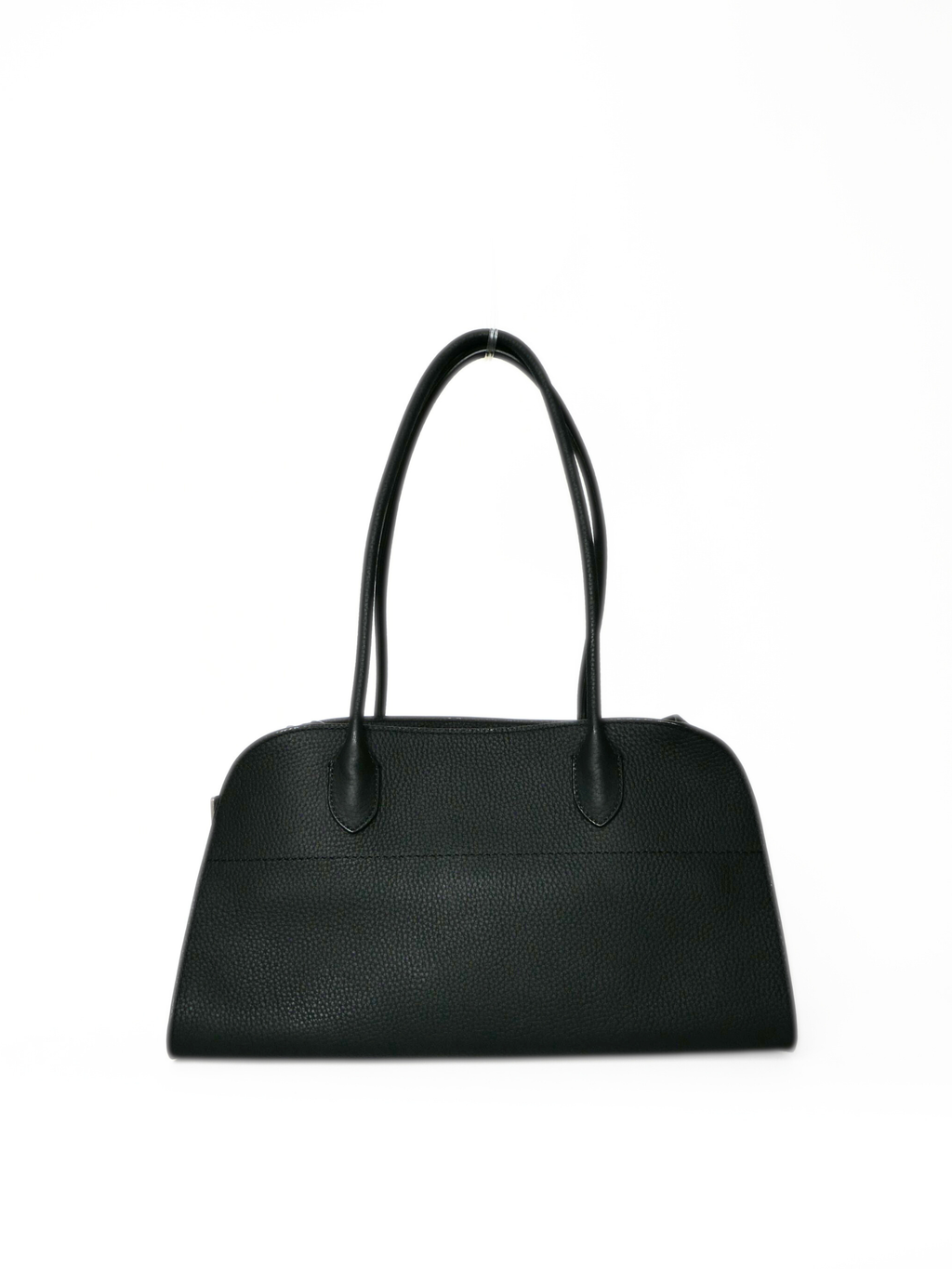 The Row EW Margaux 12 Shoulder Bag in Black Grained Leather