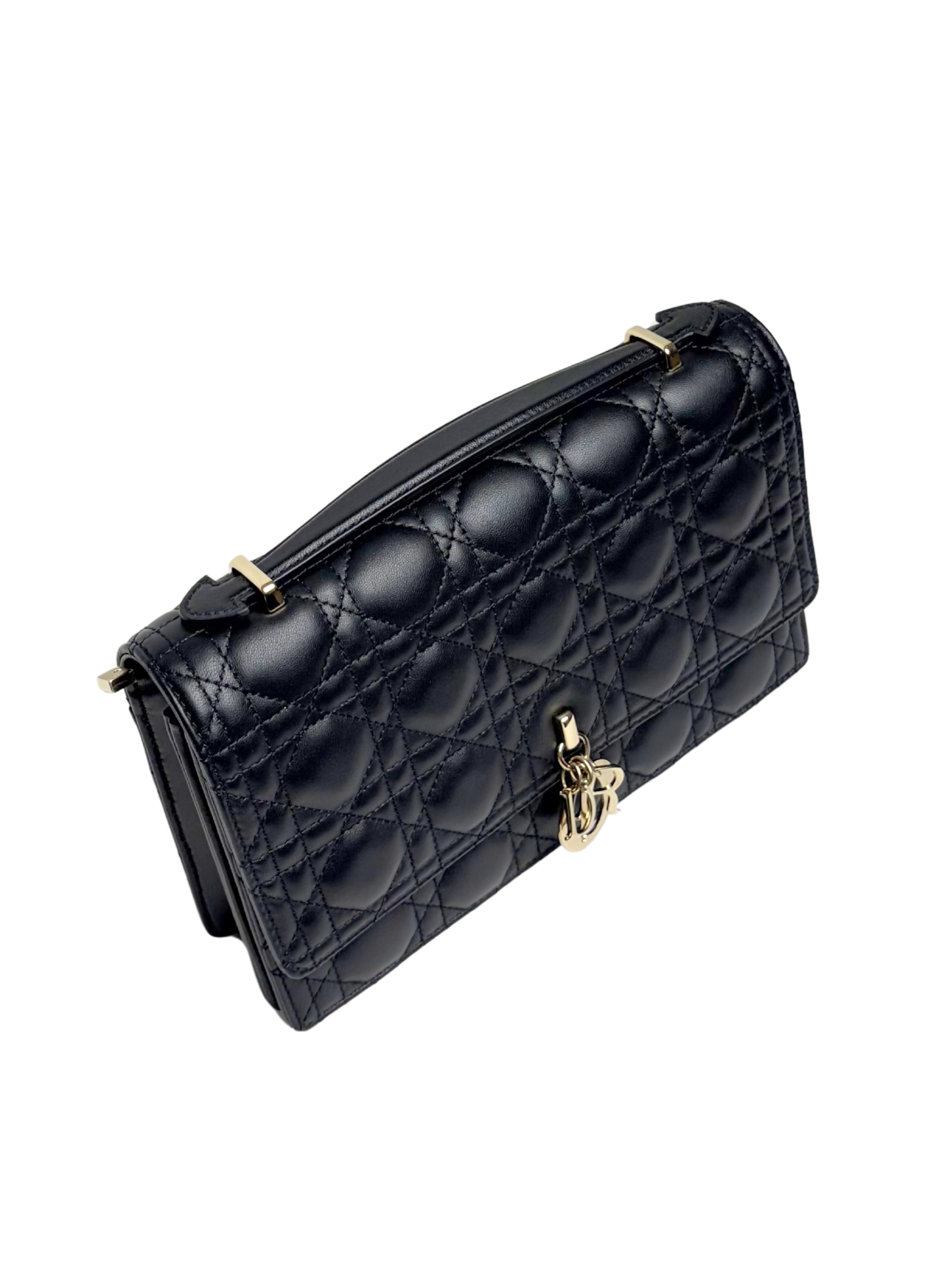 Dior My Dior Top Handle Bag Black Cannage Lambskin