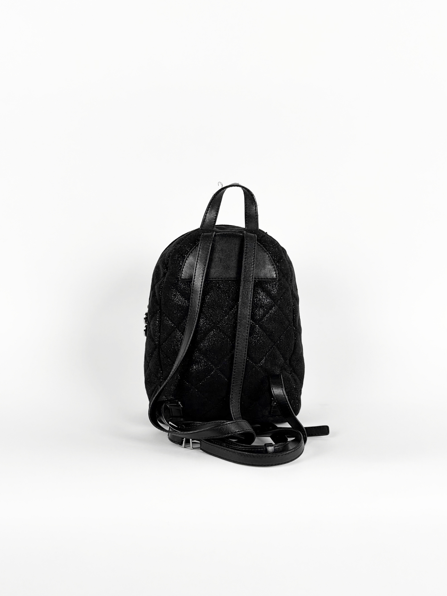 STELLA MCCARTNEY FALABELLA QUILTED MINI BACKPACK SHIMMERY BLACK