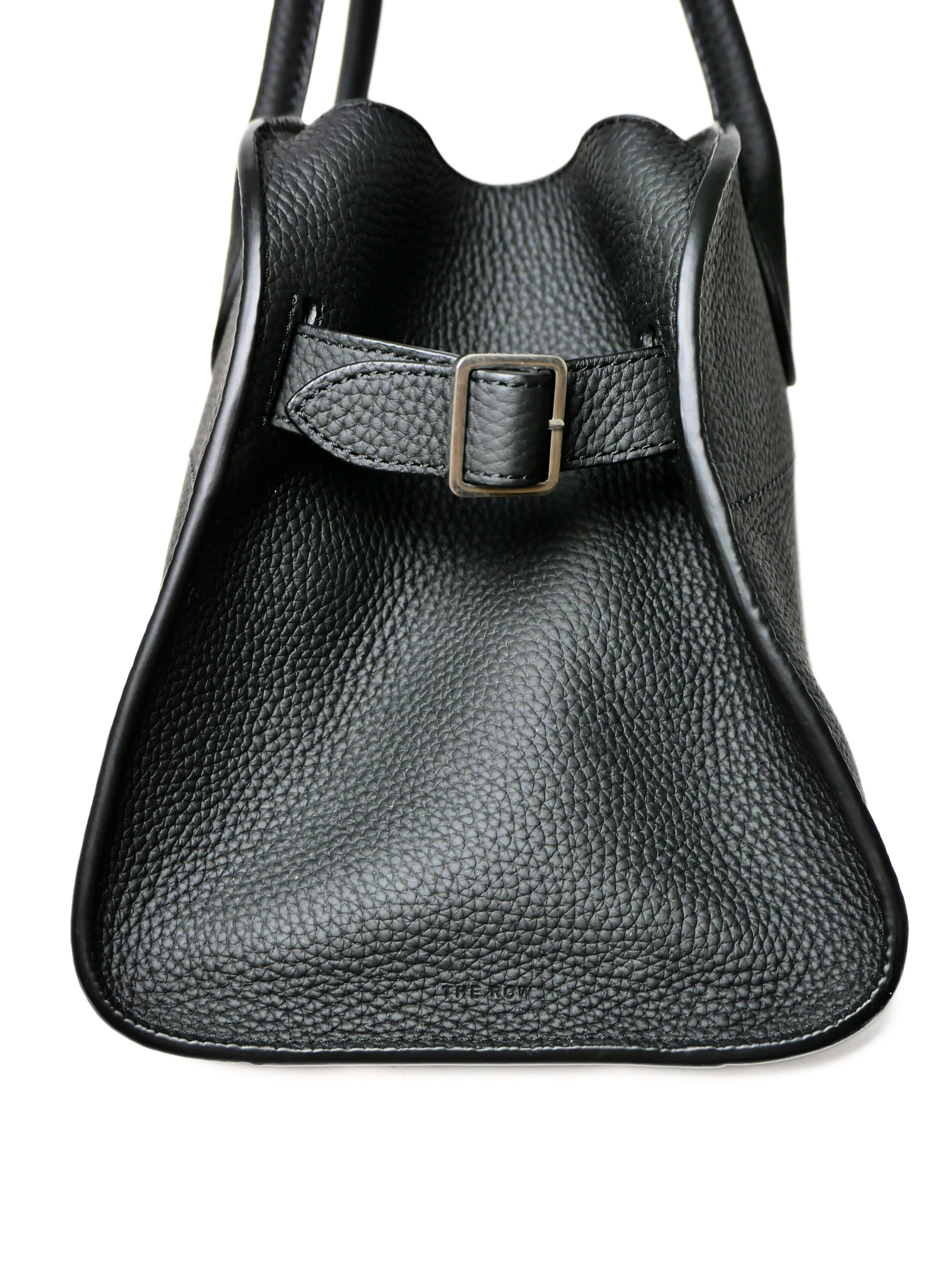 The Row EW Margaux 12 Shoulder Bag in Black Grained Leather