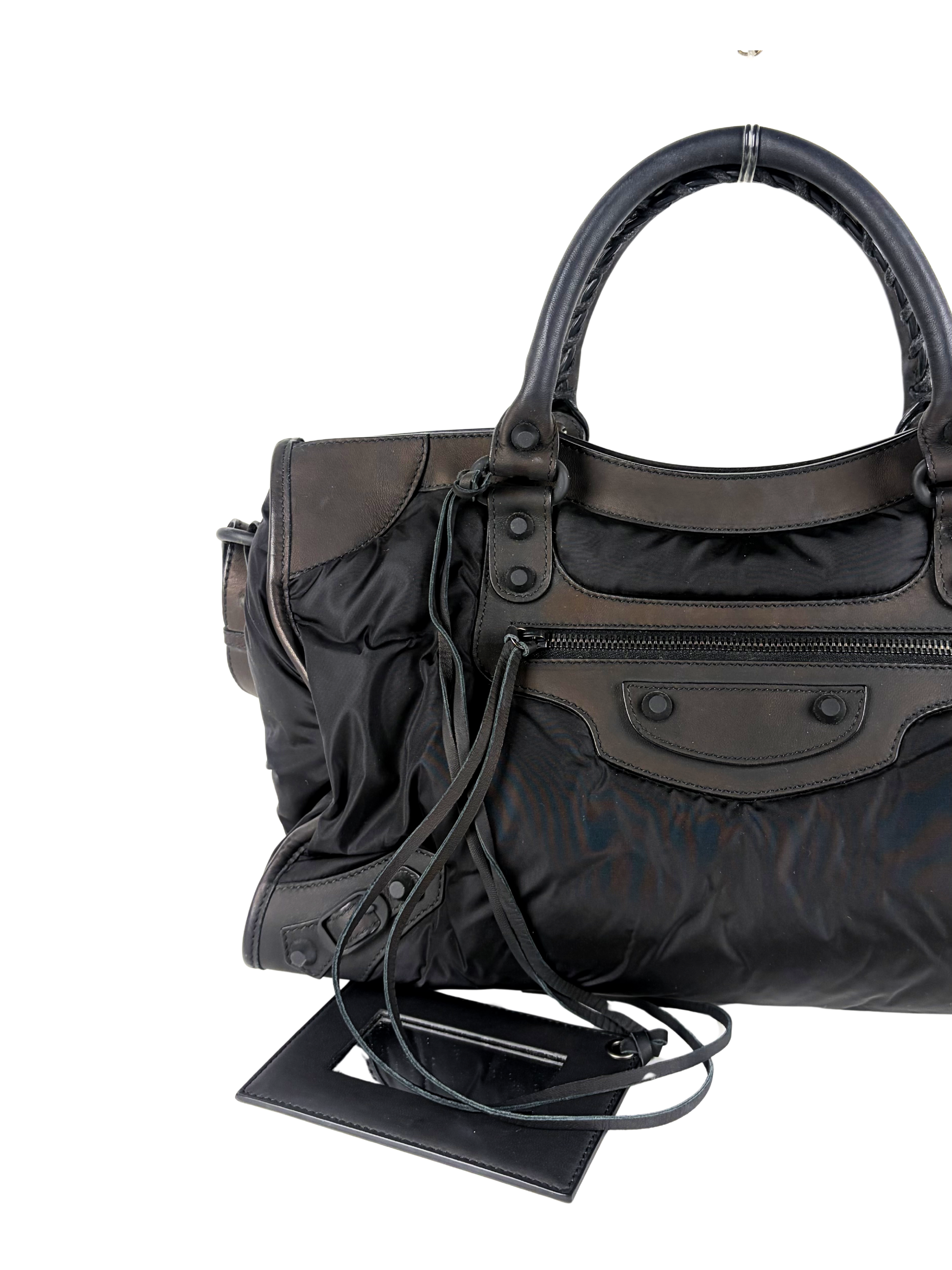 Balenciaga Nylon &amp; Leather Classic City Bag in Black