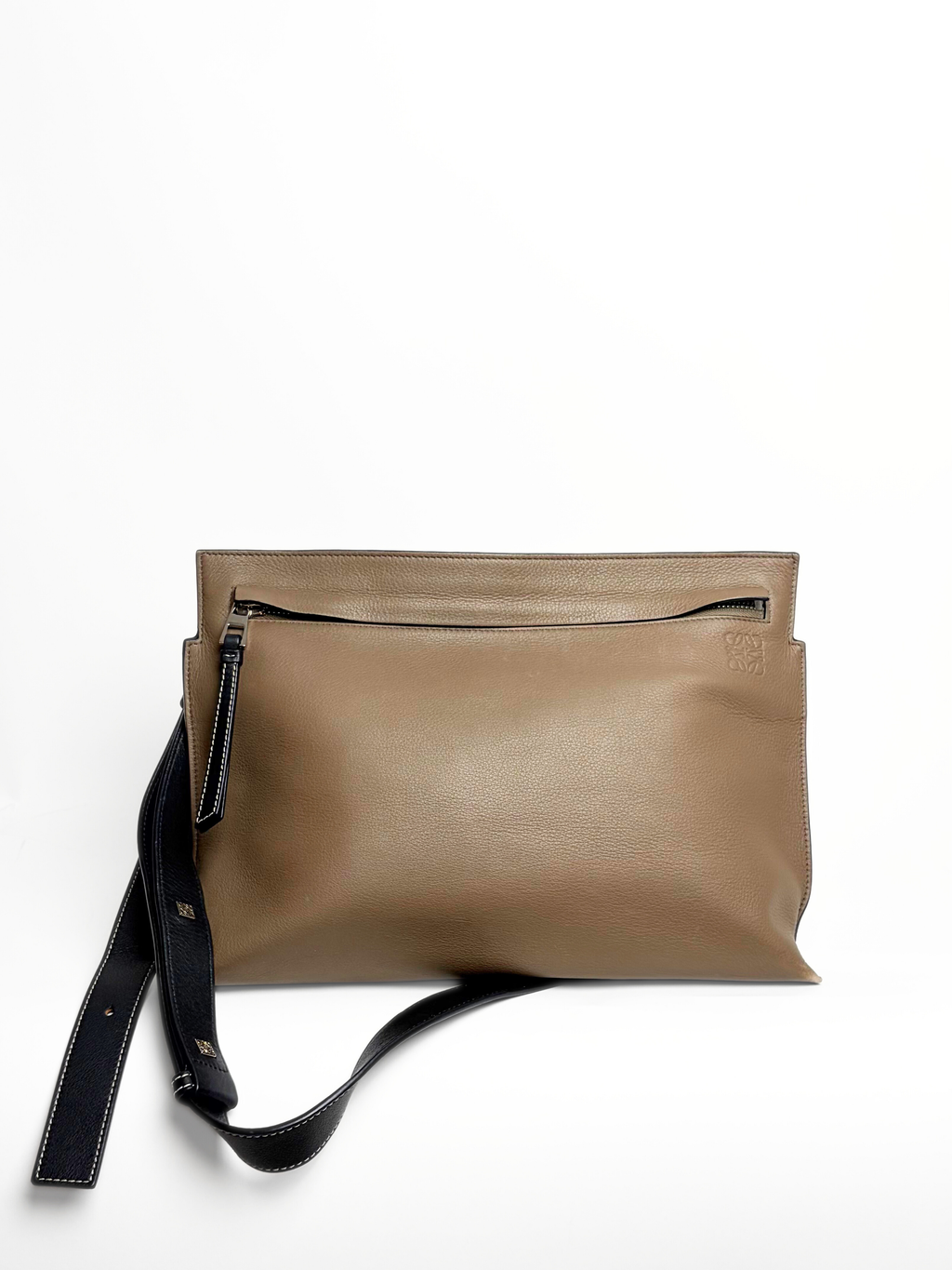Loewe Double Sided T-Messenger Bag Brown/Olive Leather