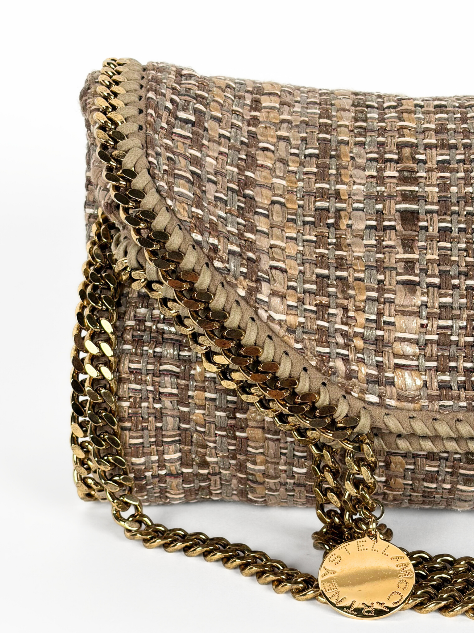 STELLA MCCARTNEY FALABELLA TWEED FOLD-OVER SHOULDER BAG
