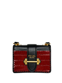 Prada Cahier Flap Bag in Red Croco-Embossed Leather