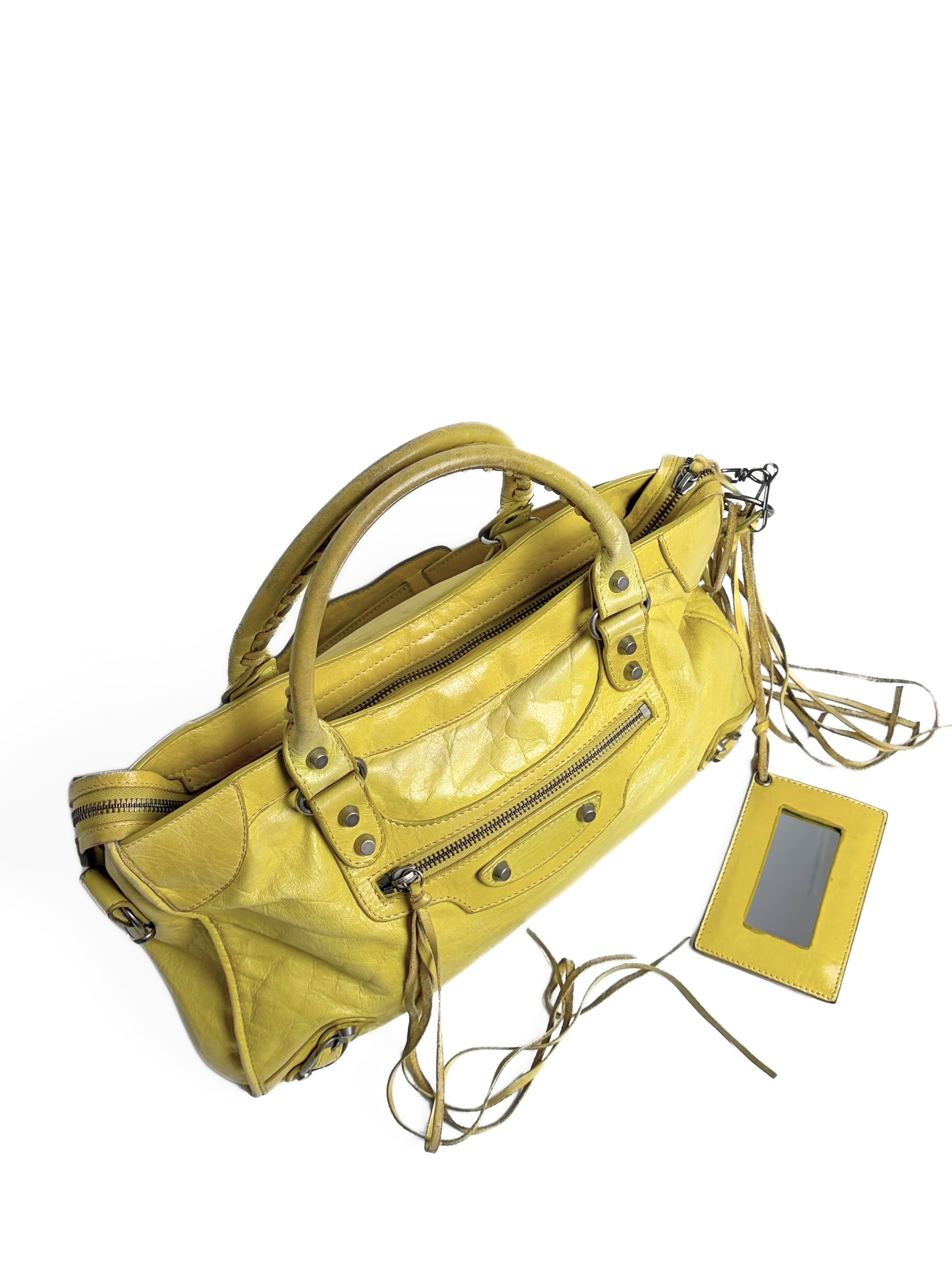 Vintage Balenciaga City Bag in Yellow Leather