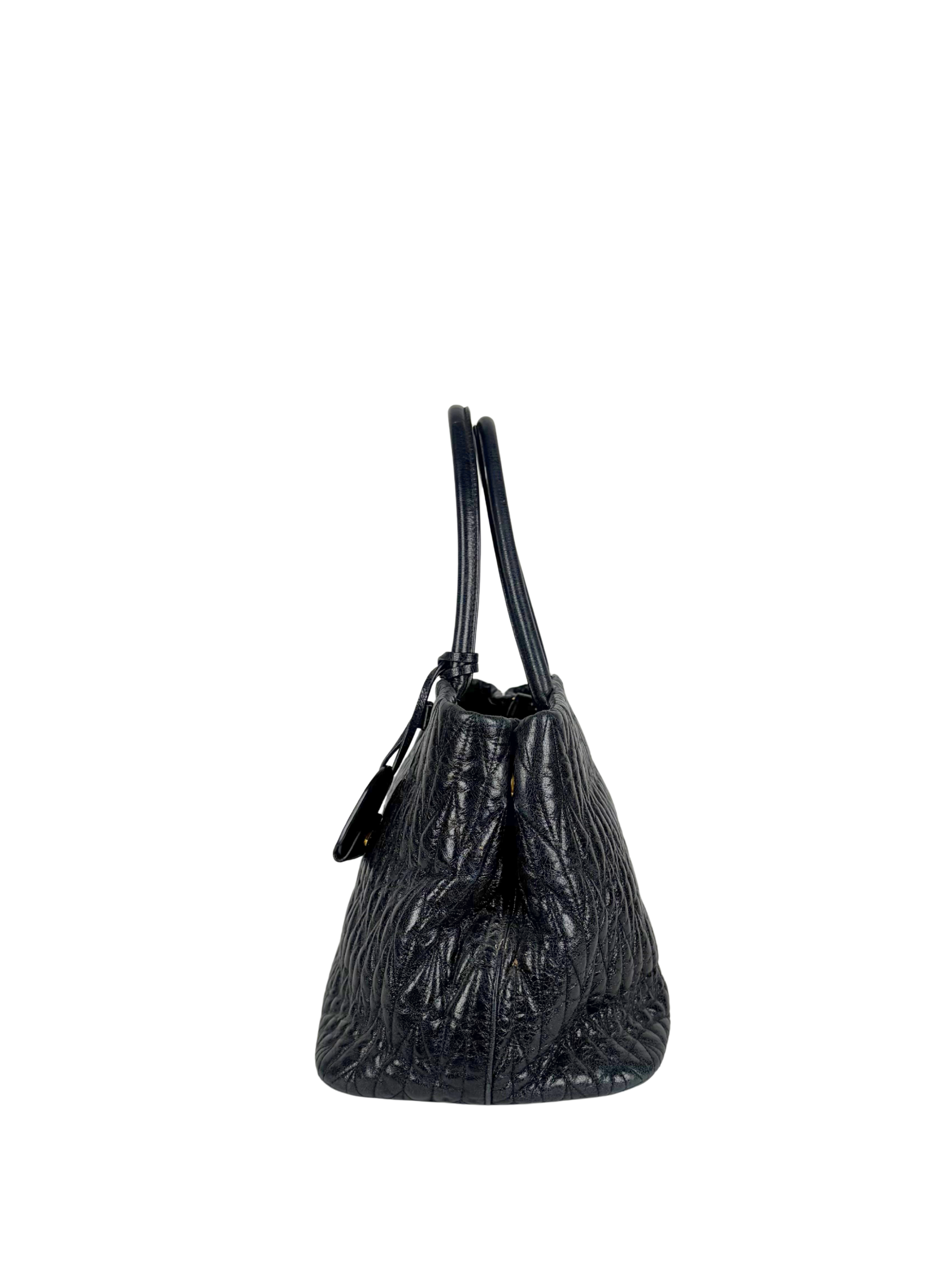 Miu Miu Black Matelassé Leather Tote